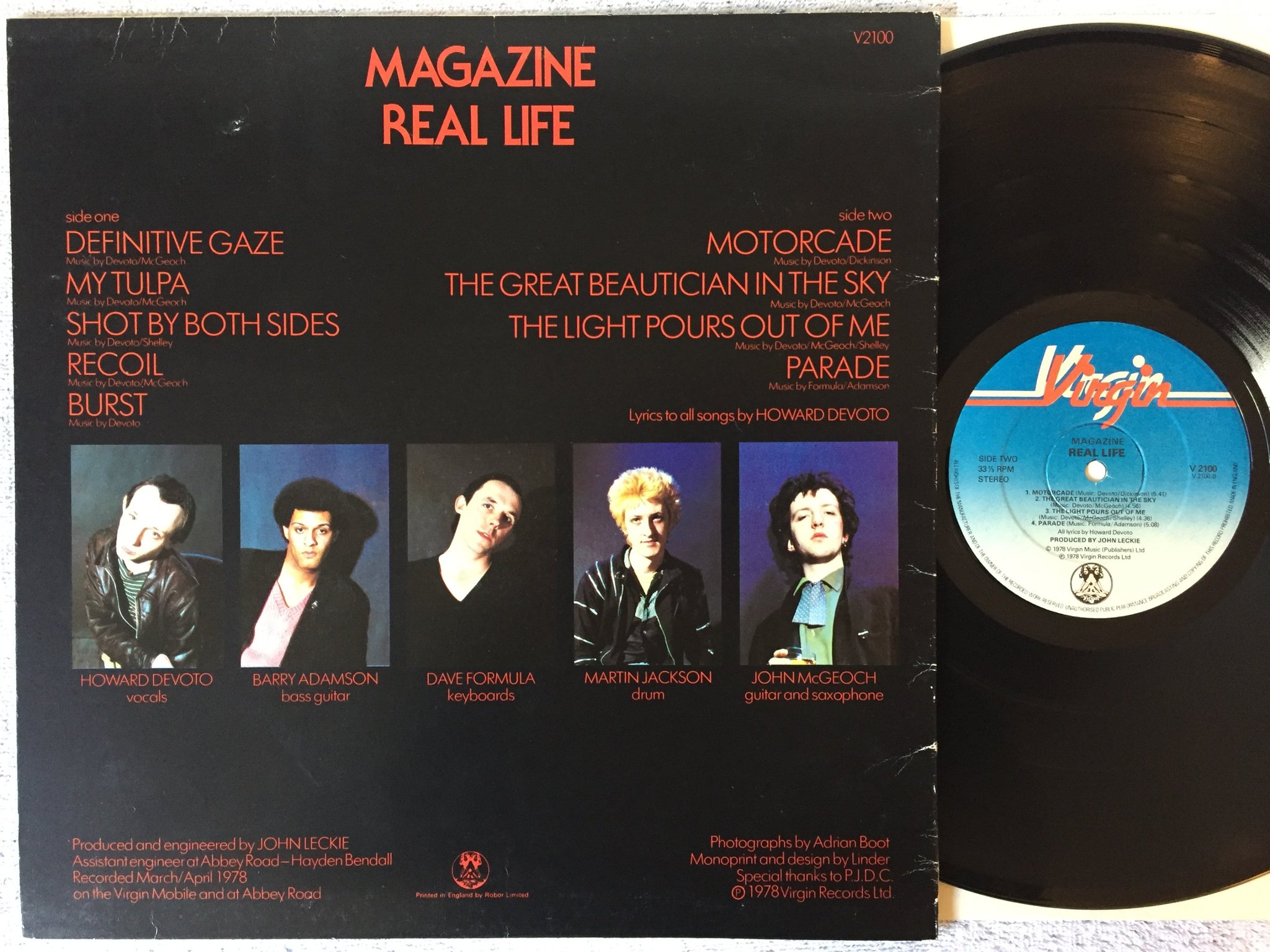 Omslagsbild för skivan MAGAZINE real life LP -78 UK VIRGIN V 2100