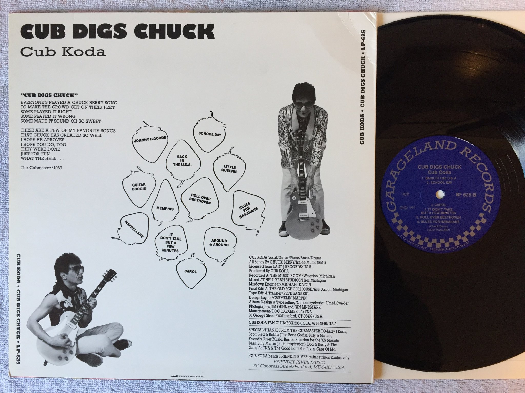 Omslagsbild för skivan CUB KODA Cub Digs Chuck LP -89 Swe GARAGELAND RECORDS BF 625