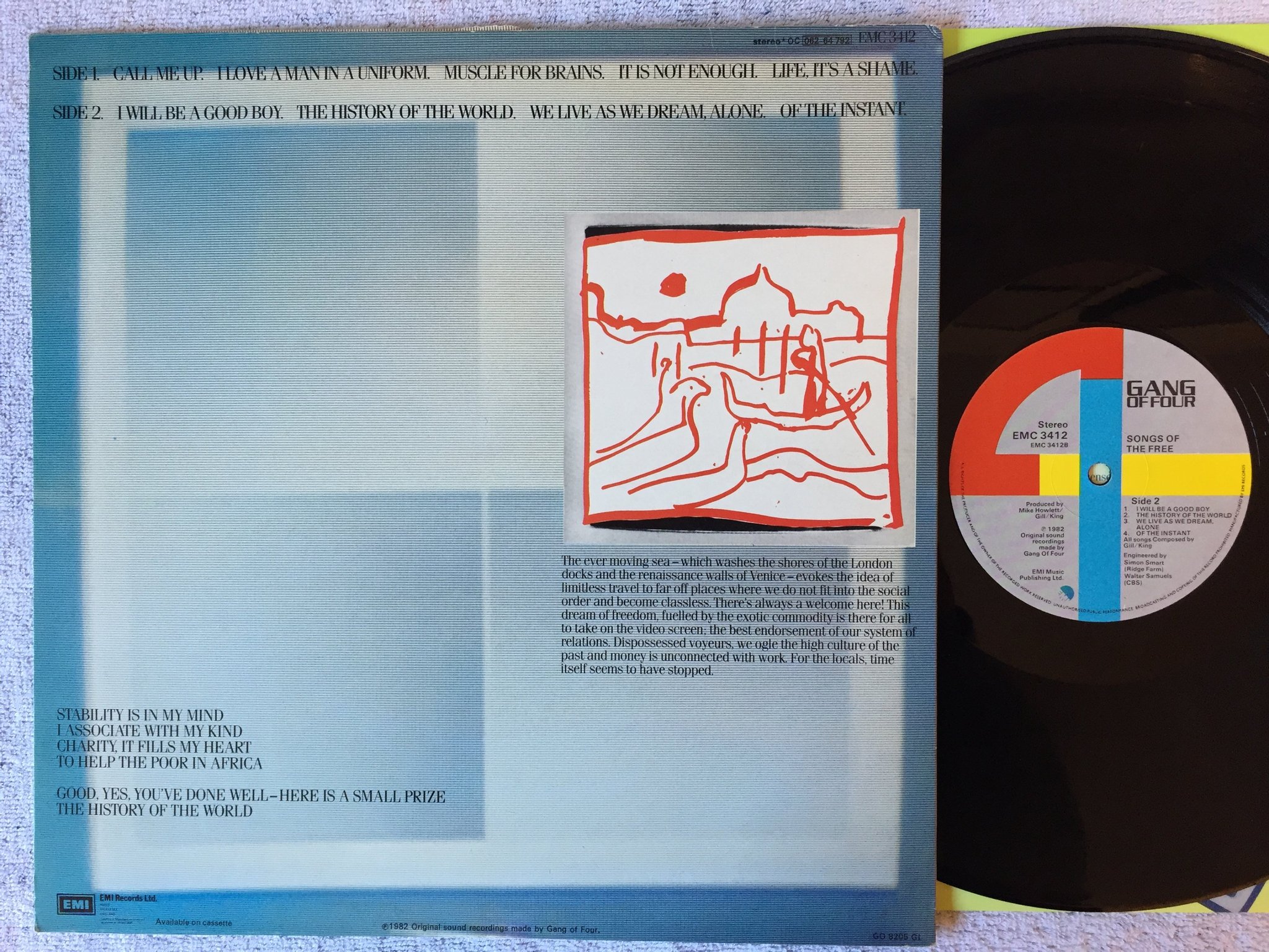 Omslagsbild för skivan GANG OF FOUR songs of the free LP -82 UK EMI EMC 3412   Record / Cover: EXC / NM