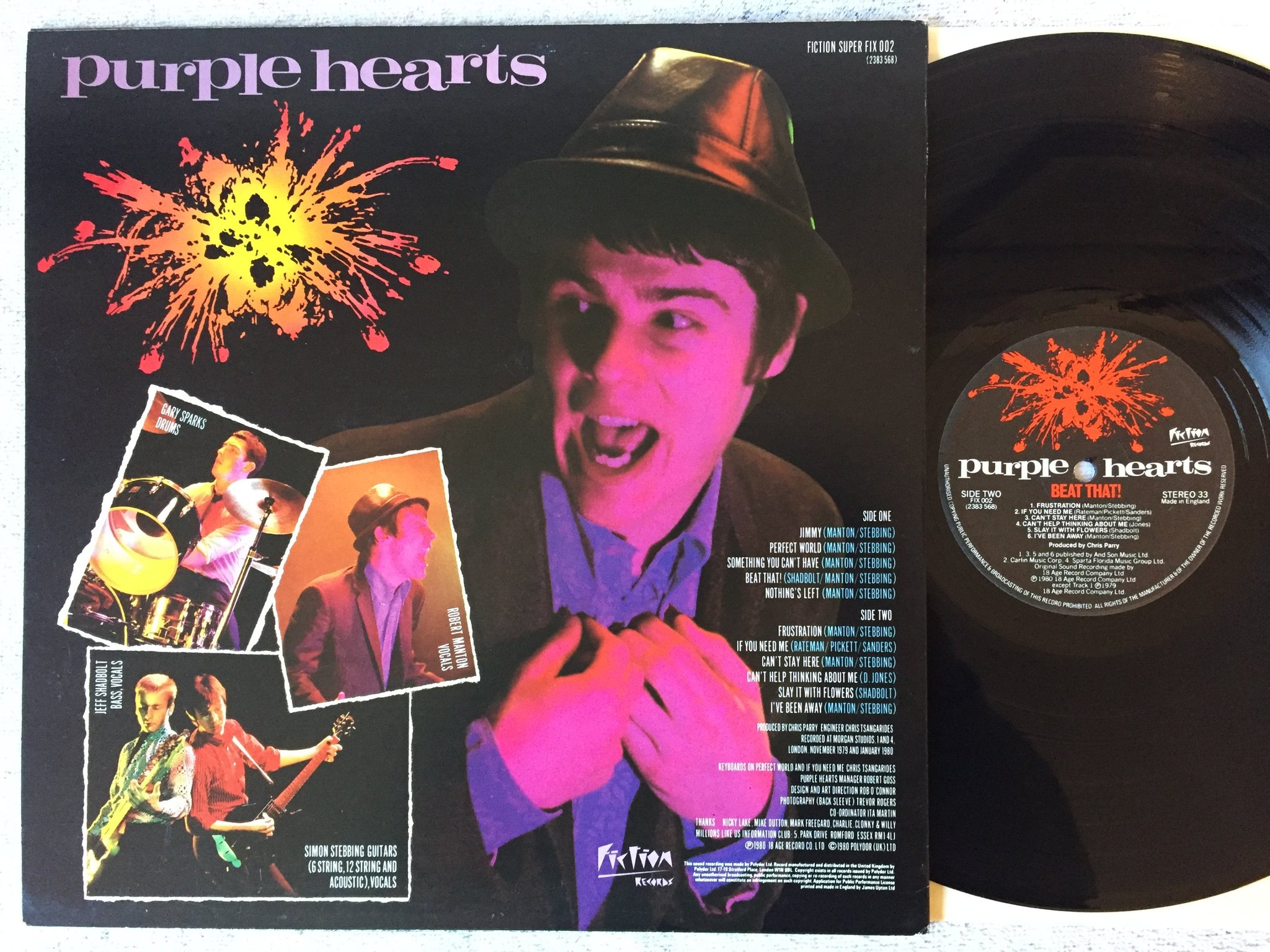 Omslagsbild för skivan PURPLE HEARTS beat that LP -80 UK FICTION FIX 002