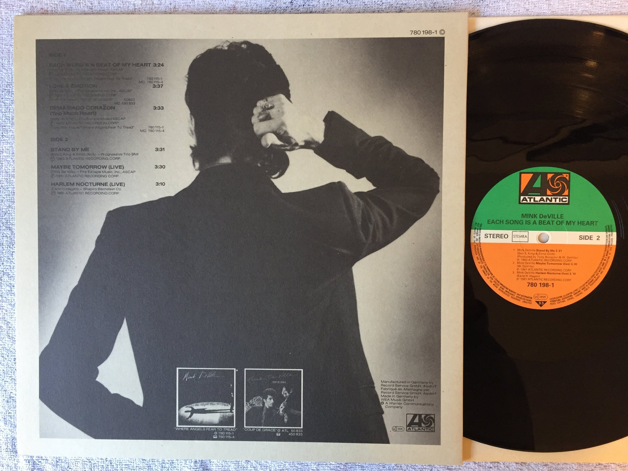 Omslagsbild för skivan MINK DeVILLE each song is a beat of my heart LP -81 ATLANTIC 780198-1