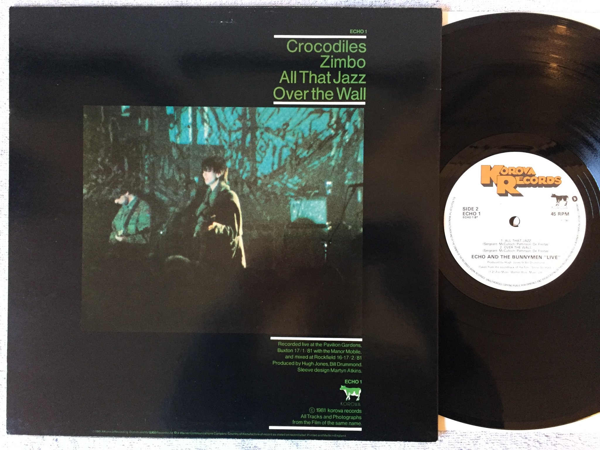 Omslagsbild för skivan ECHO & THE BUNNYMEN Shine So Hard 12"EP -81 UK KOROVA ECHO-1