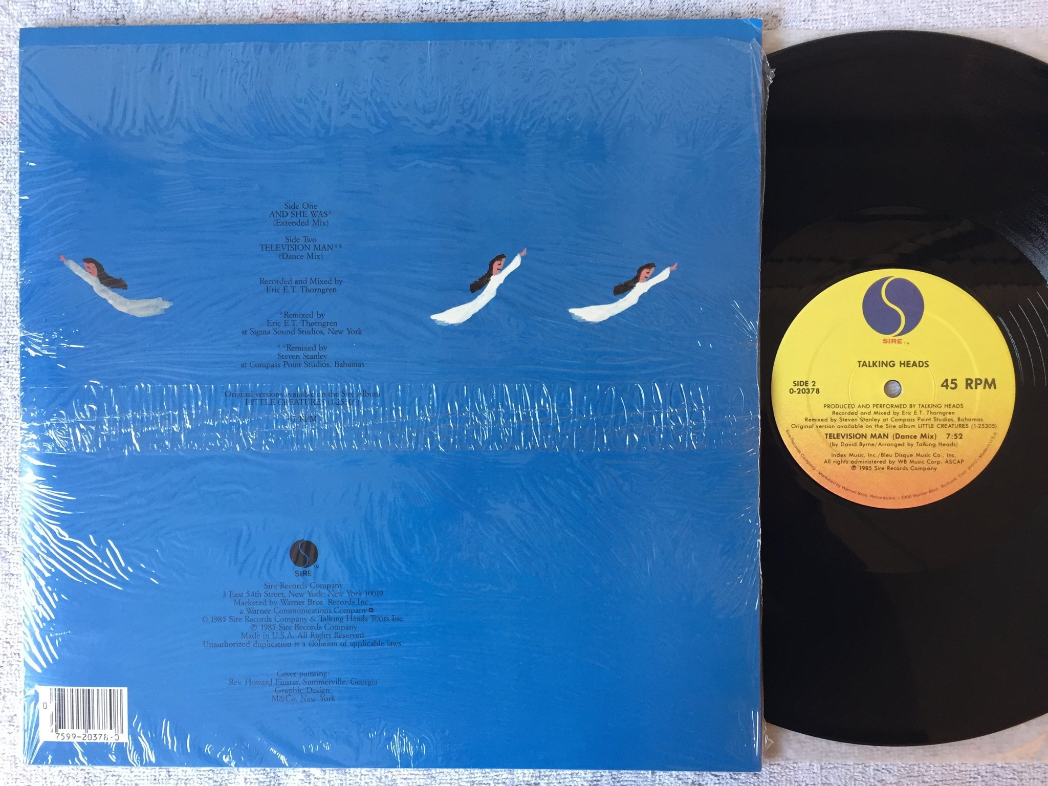 Omslagsbild för skivan TALKING HEADS And She Was / Television Man 12"single  -85 US SIRE 0-20378