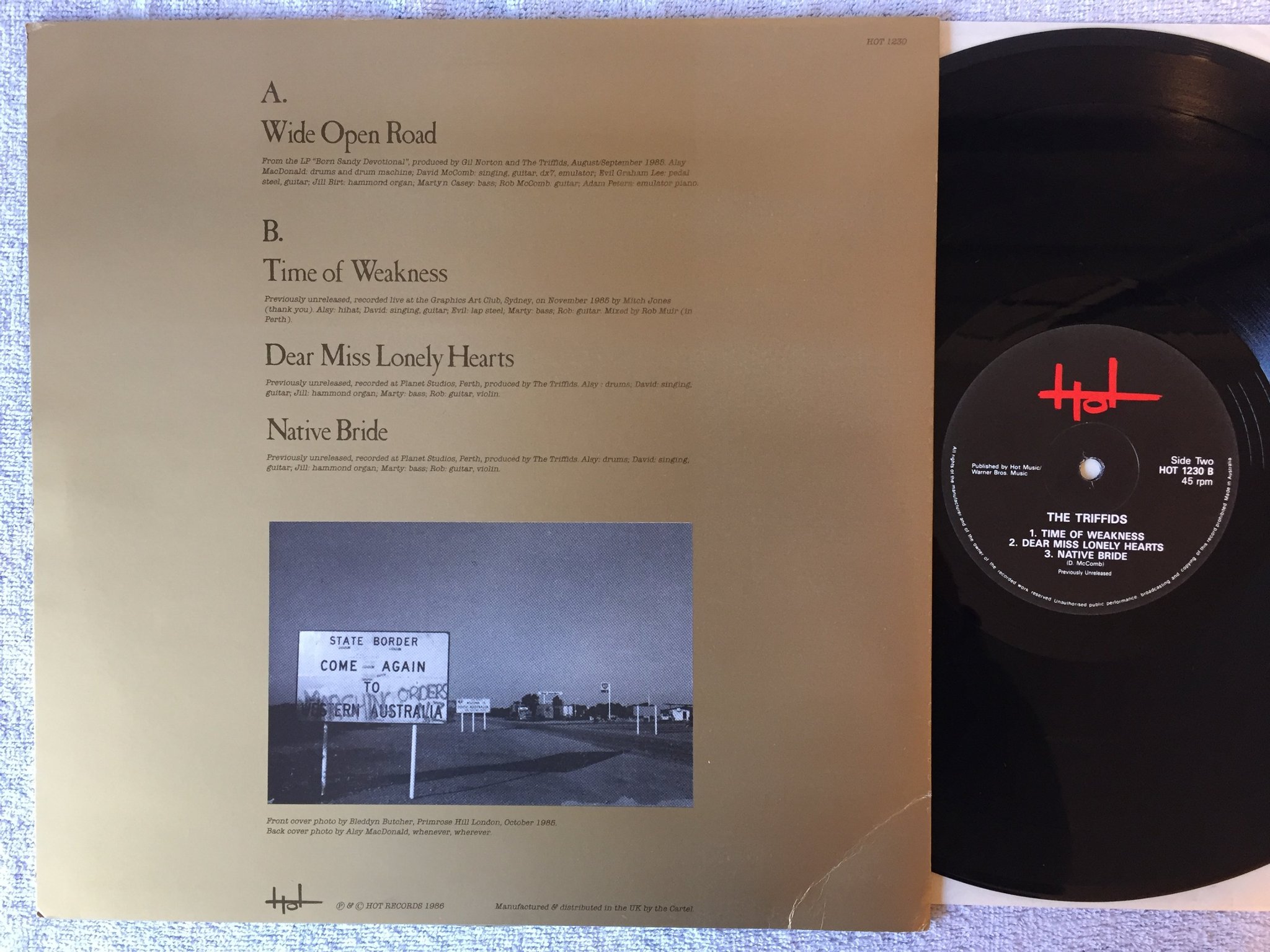 Omslagsbild för skivan THE TRIFFIDS Born Sandy Devotional LP -86 UK HOT 1023 SIGNED BY THE BAND 