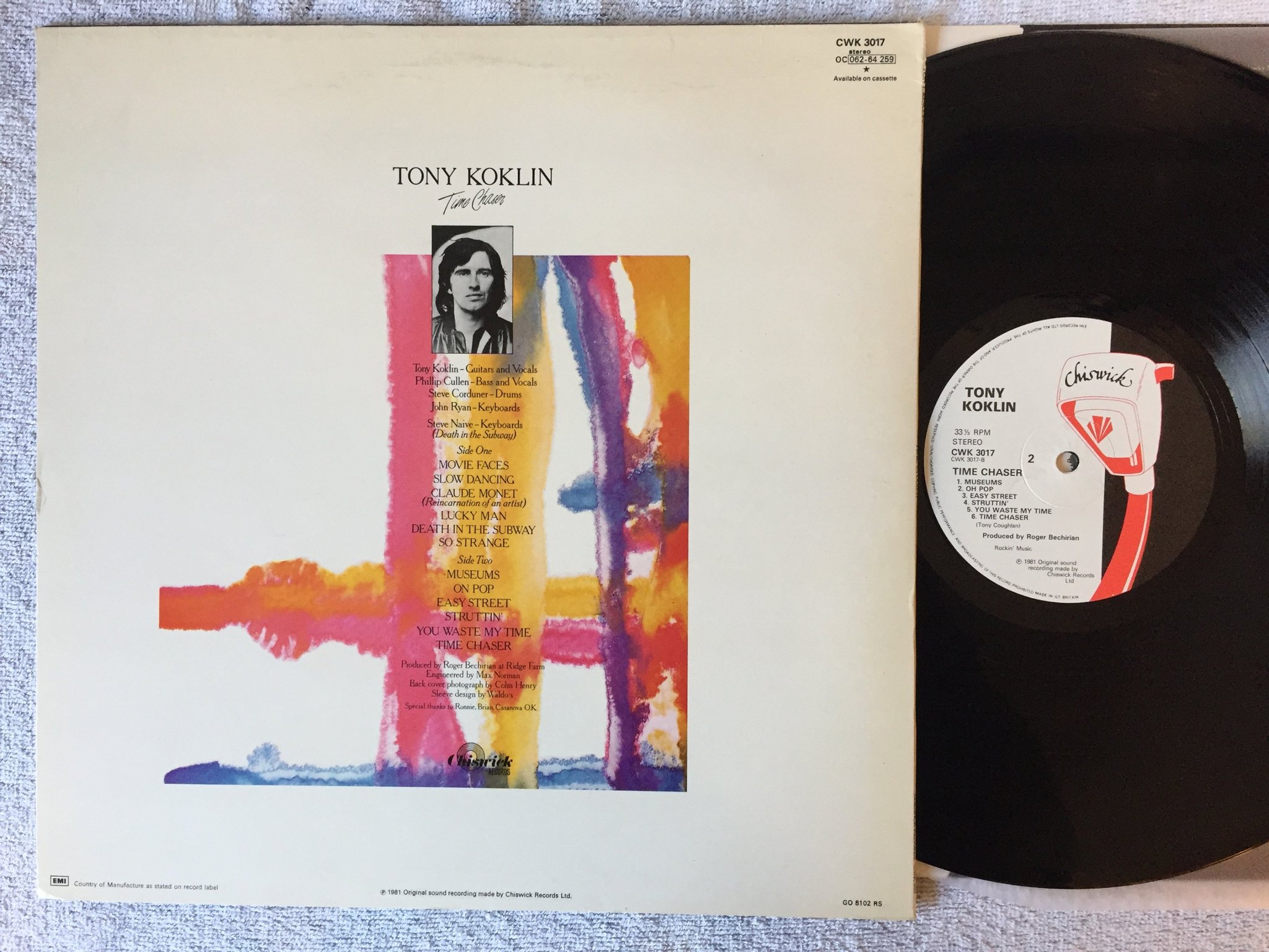 Omslagsbild för skivan TONY KOKLIN time chaser LP -81 UK CHISWICK CWK 3017
