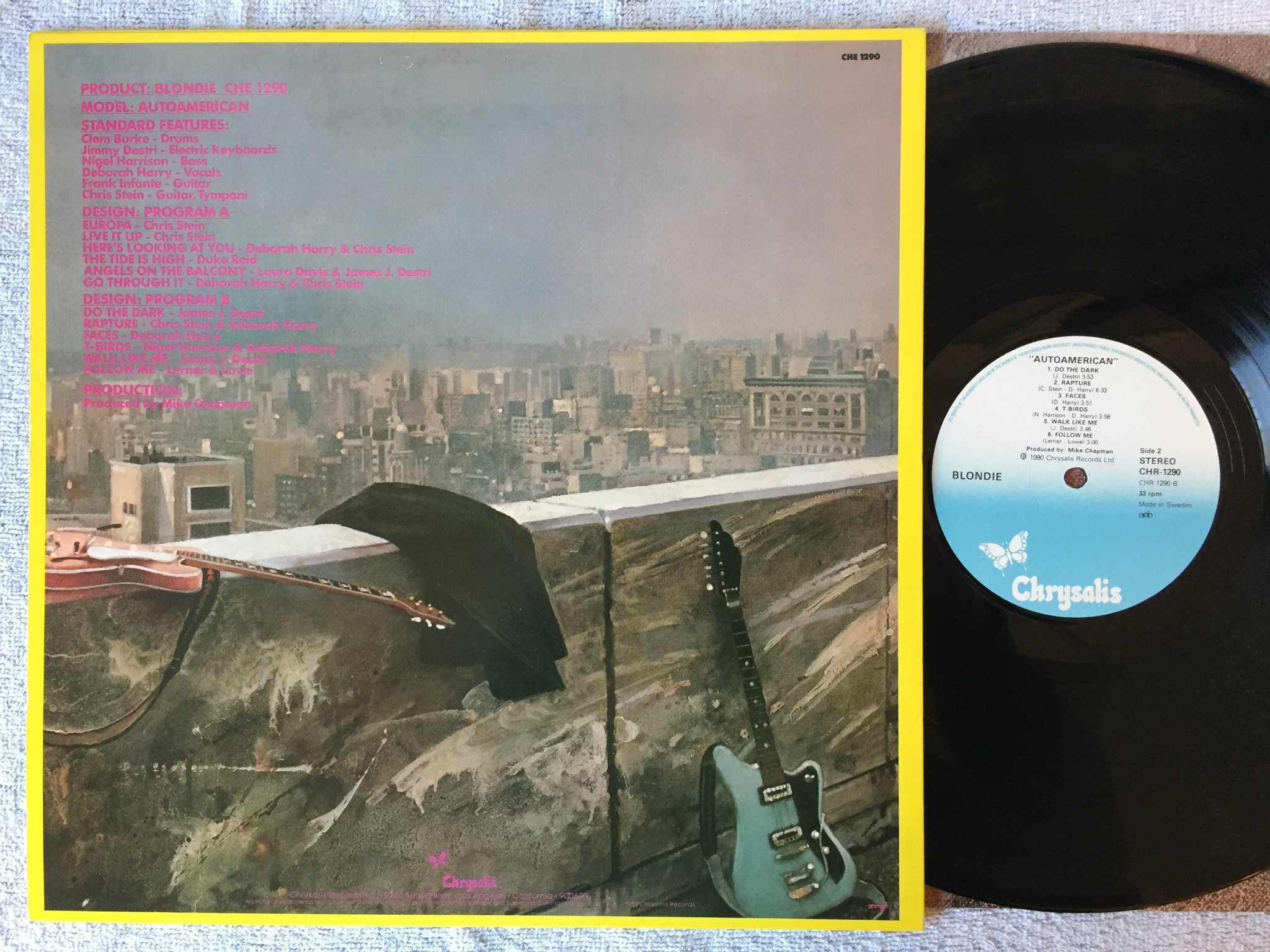 Omslagsbild för skivan BLONDIE autoamerican LP 80 Swe CHRYSALIS CHR 1290