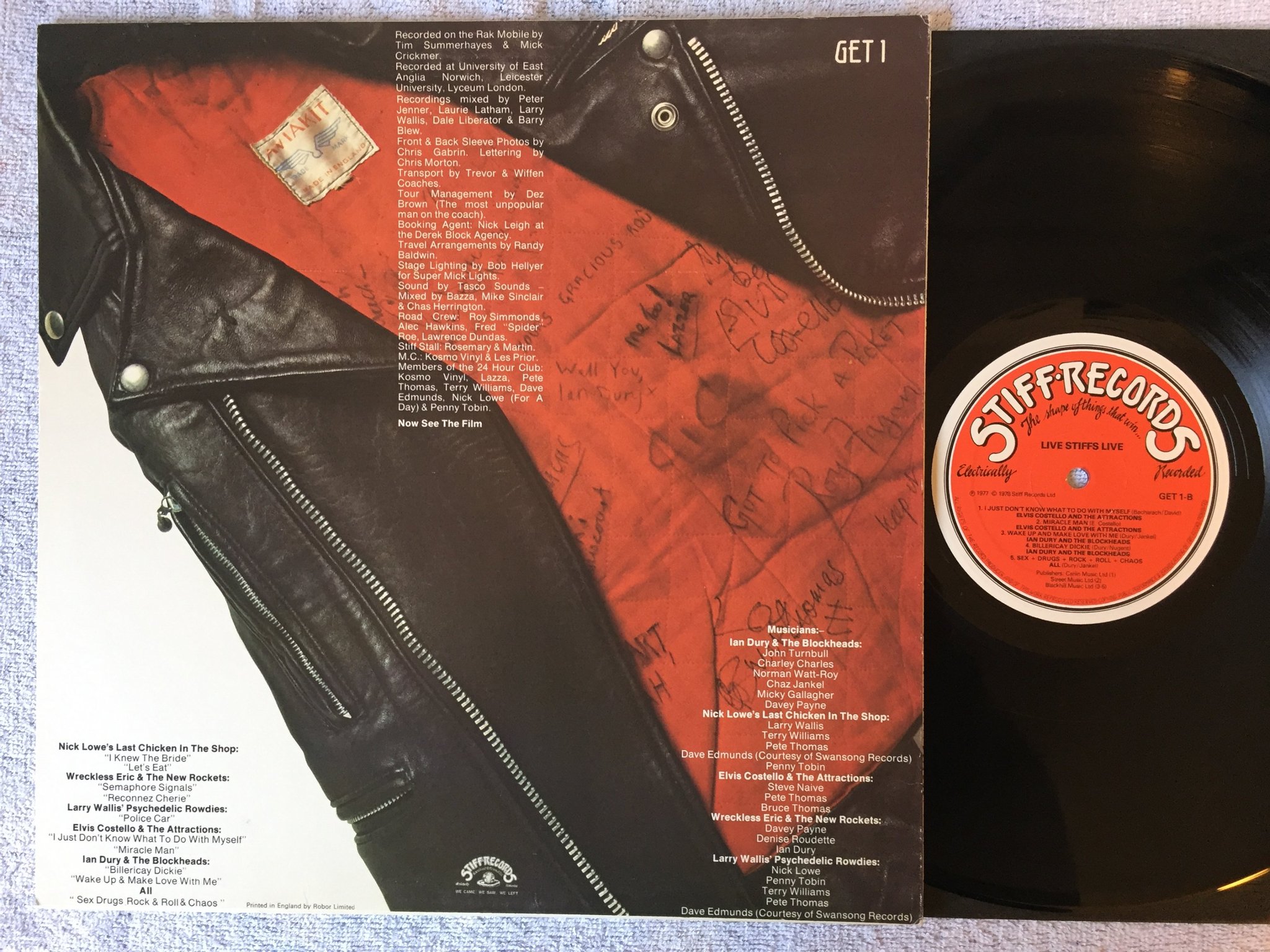 Omslagsbild för skivan V/A live stiffs live  LP -78 UK STIFF GET 1 new wave