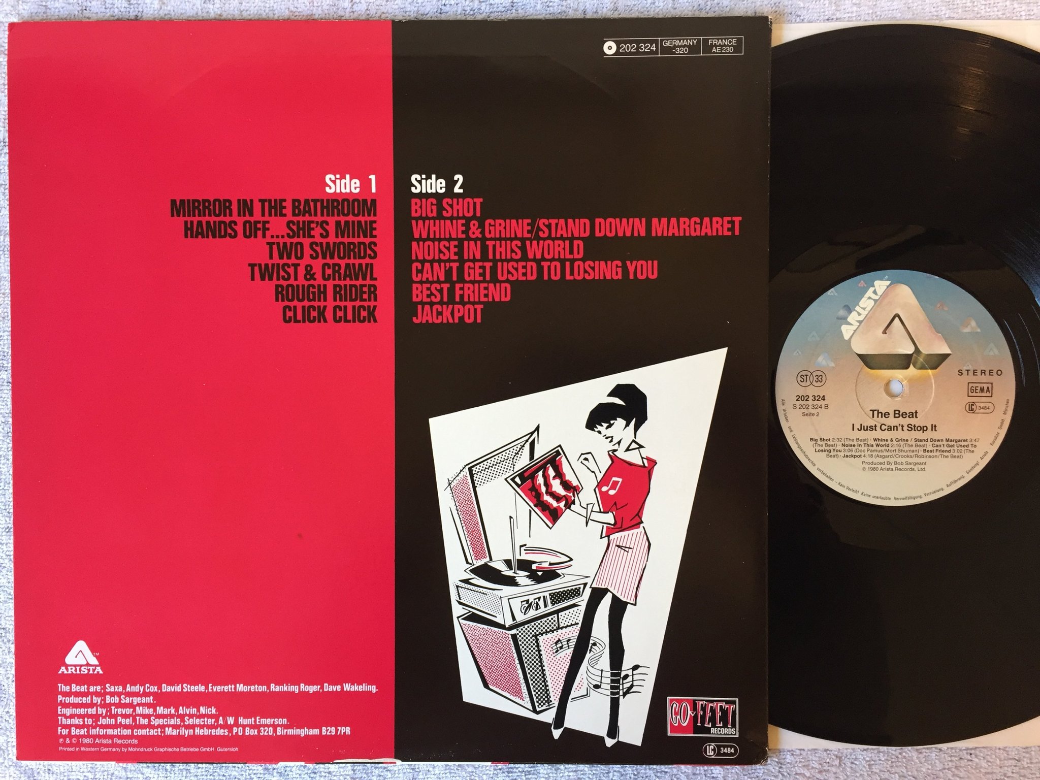 Omslagsbild för skivan THE BEAT I Just Can't Stop It LP -80 Ger ARISTA 202 324