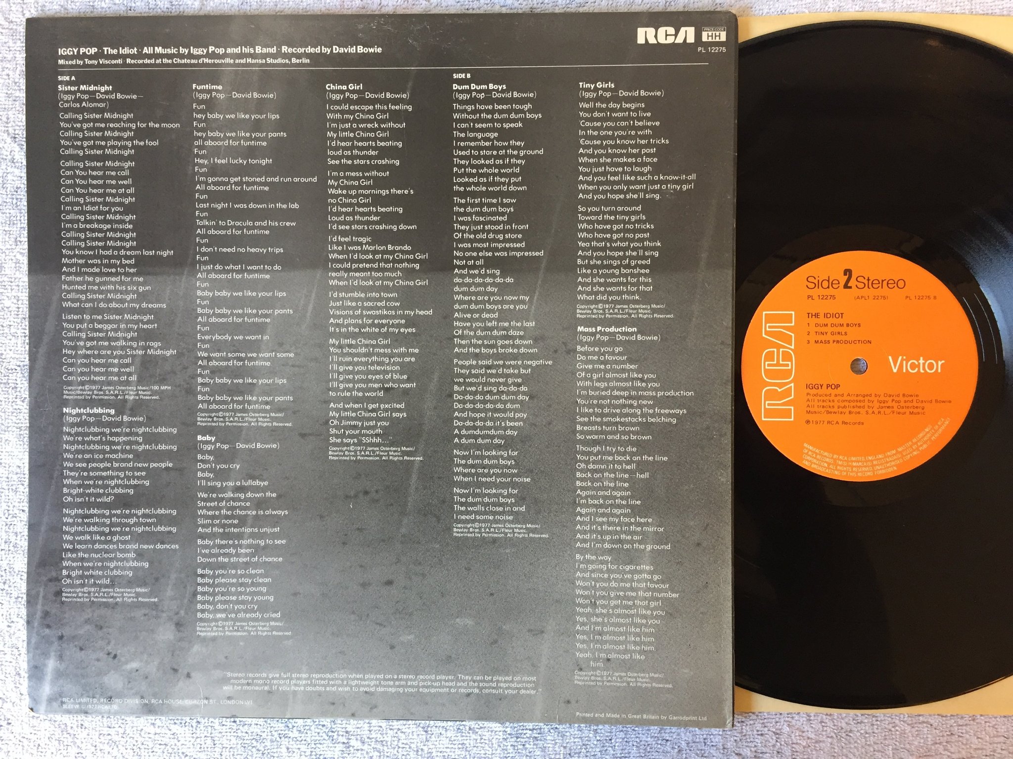 Omslagsbild för skivan IGGY POP the idiot  LP -77 UK RCA PL 12275