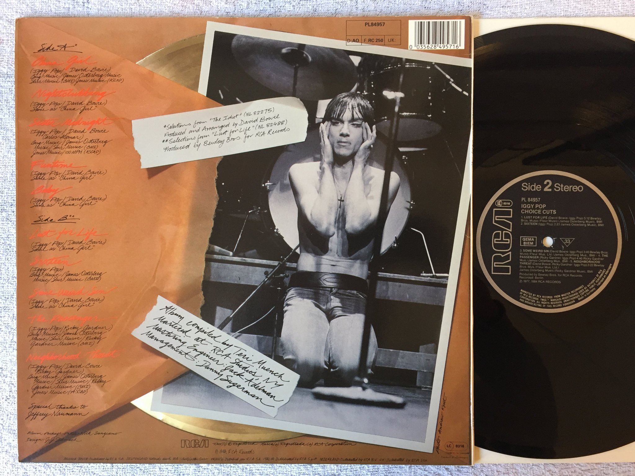 Omslagsbild för skivan IGGY POP choice cuts LP -84 Ger RCA PL 84957