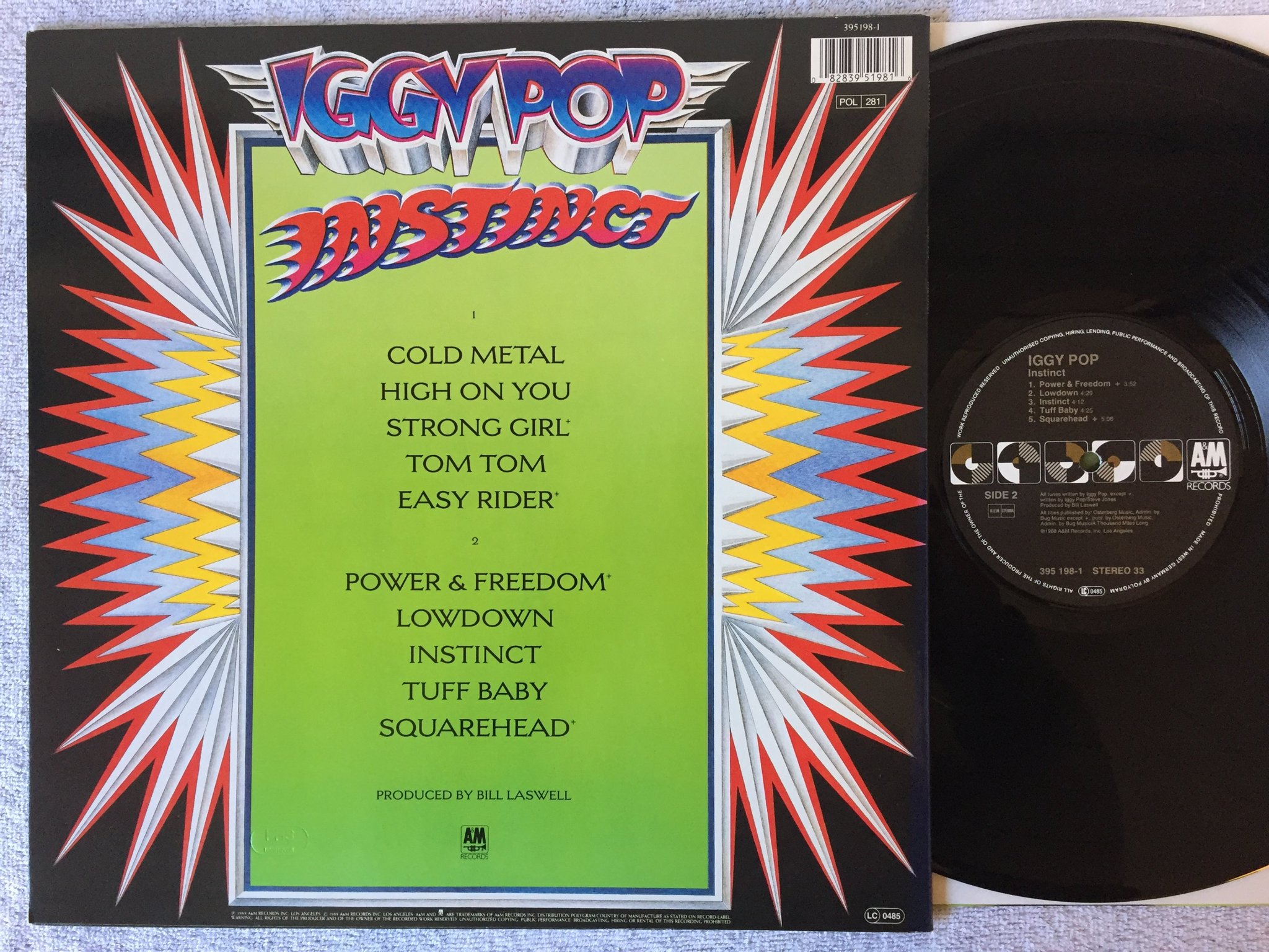 Omslagsbild för skivan IGGY POP instinct LP -86 Hol A&M 395 198-1