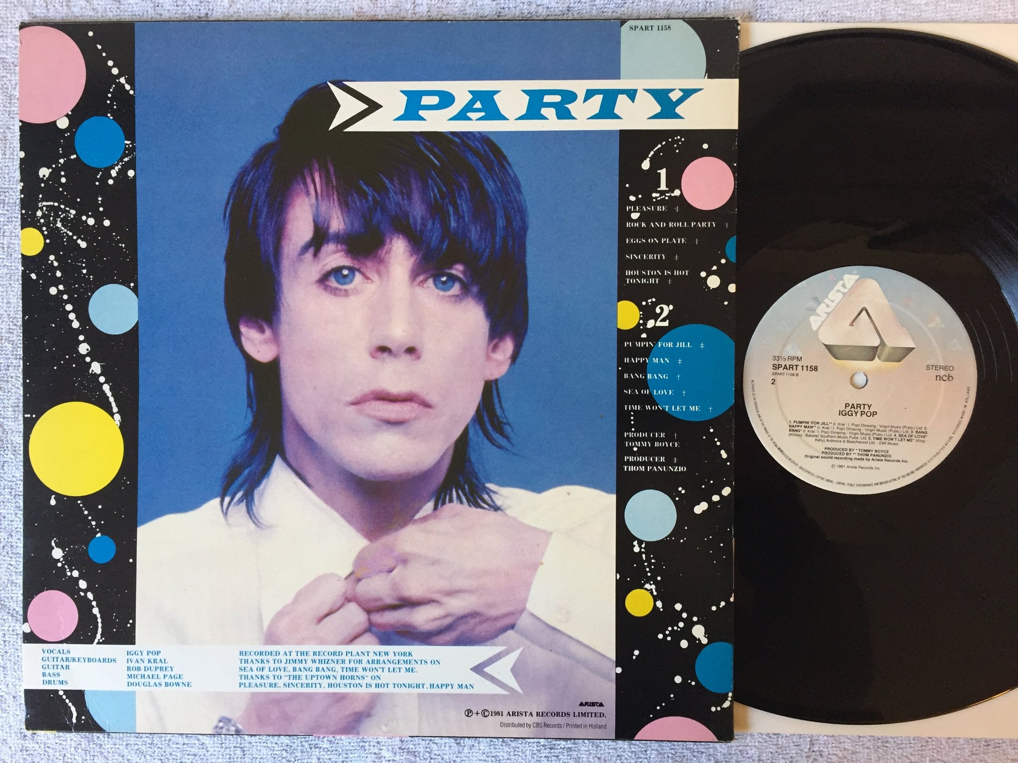 Omslagsbild för skivan IGGY POP party LP -81 ncb ARISTA SPART 1158