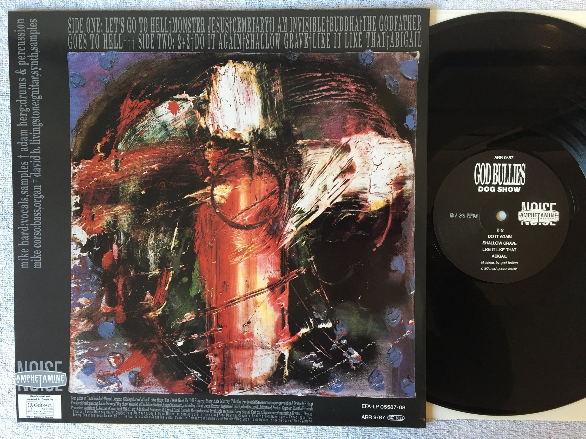 Omslagsbild för skivan GOD BULLIES Dog Show LP -90 GER amphetamine reptile ARR 9/87