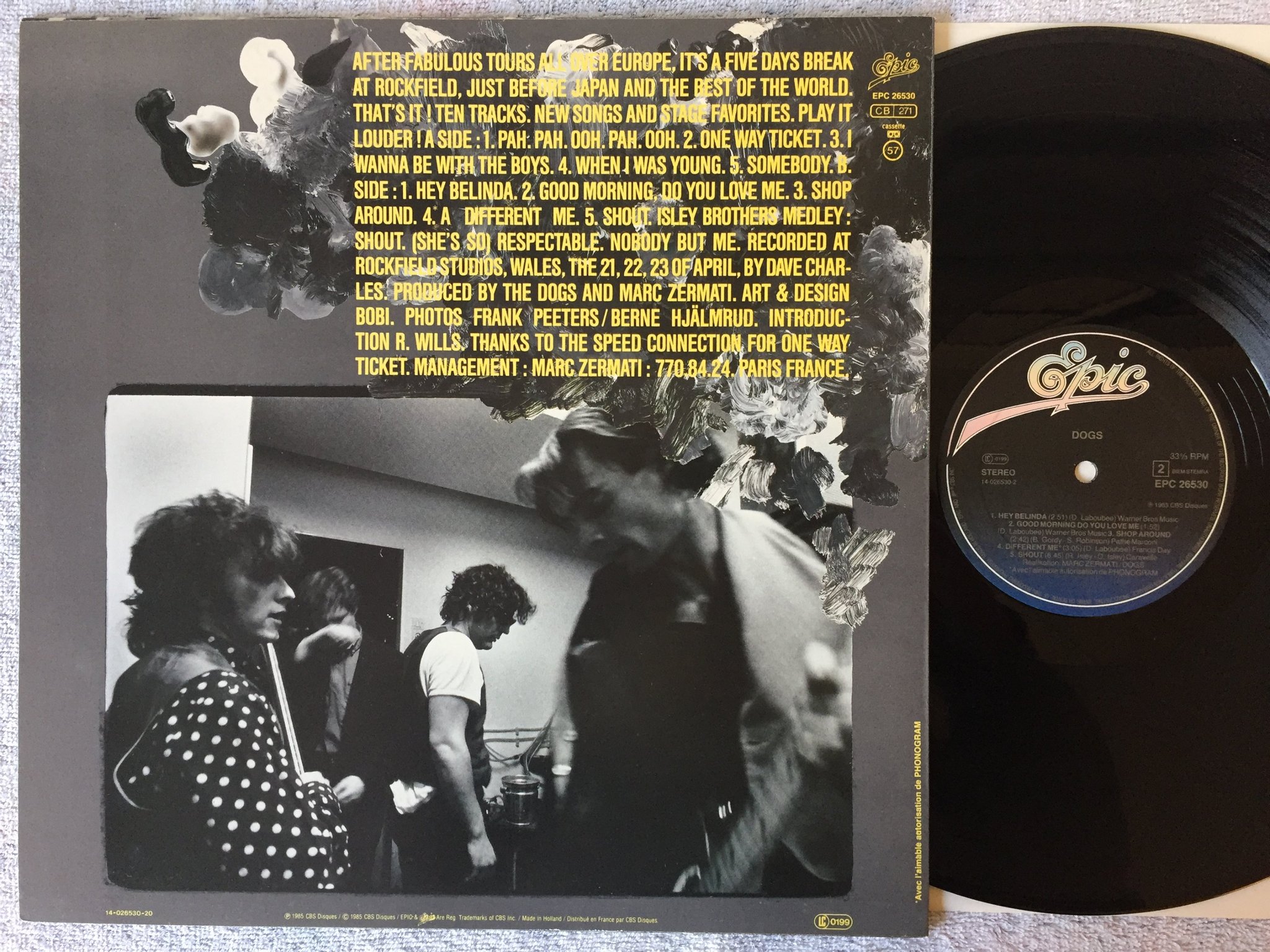 Omslagsbild för skivan DOGS Shout ! LP -85 EPIC EPC 26530