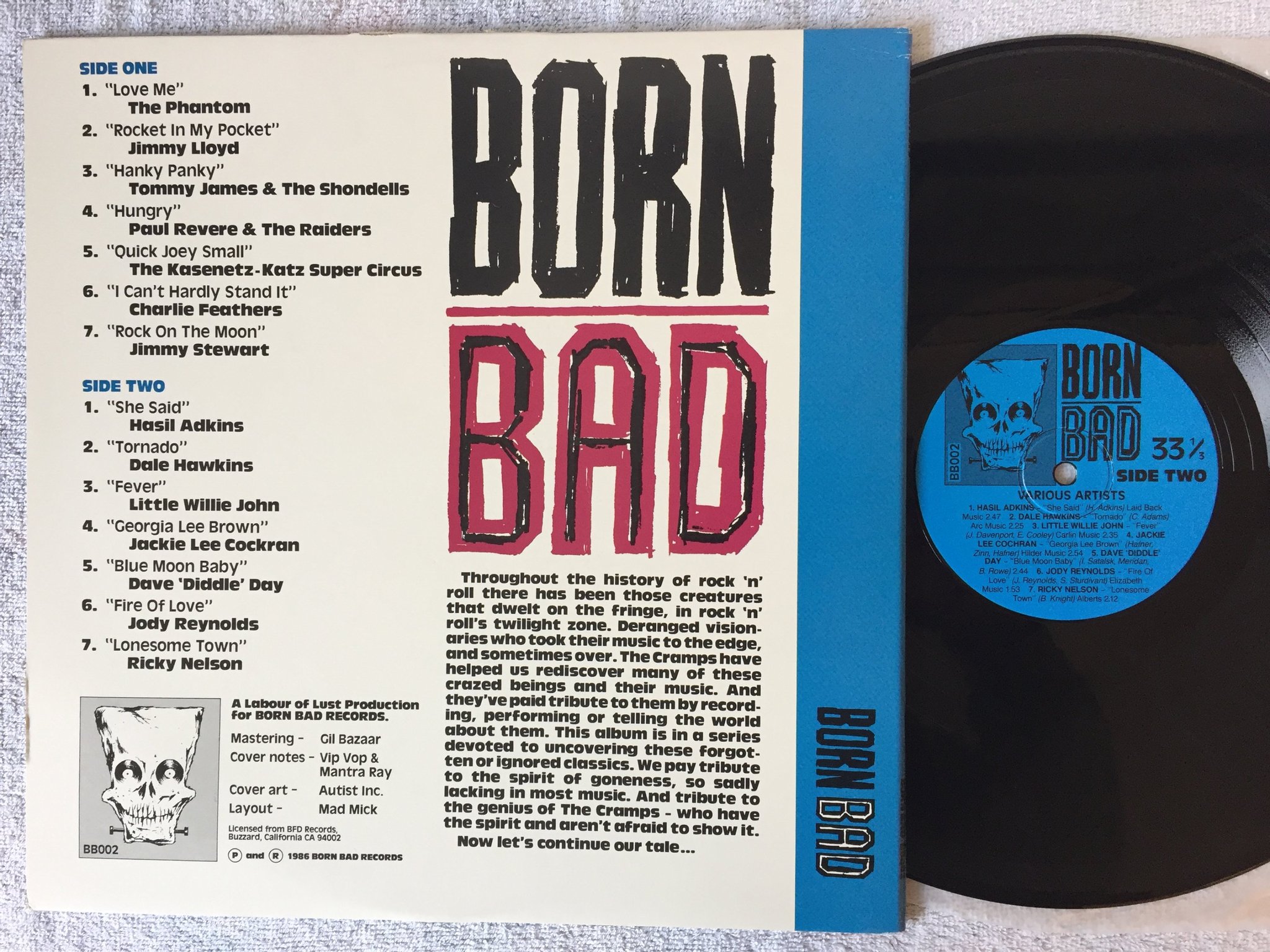 Omslagsbild för skivan V/A born bad volume 2 LP -86 BORN BAD BB002 garage rock