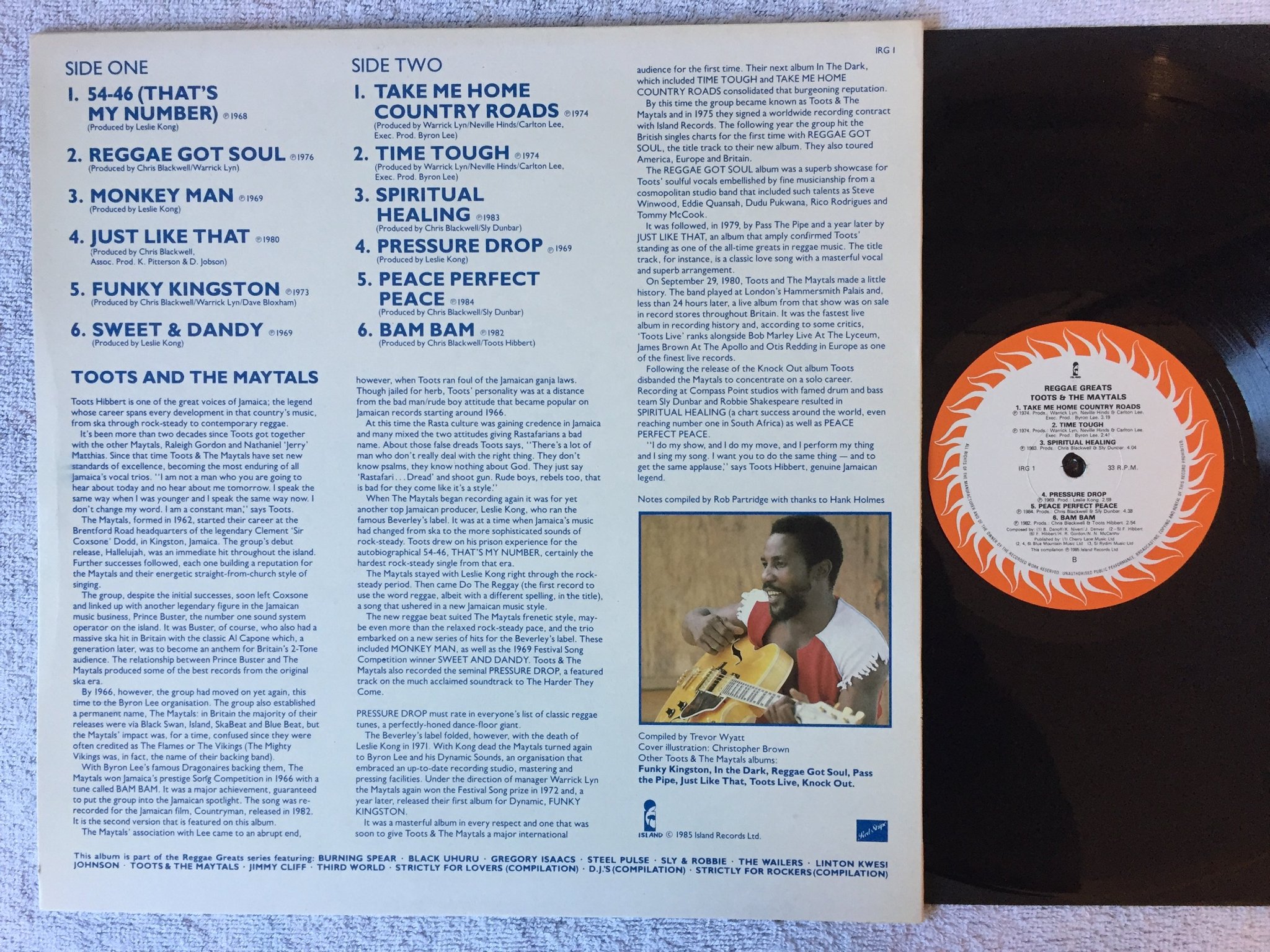 Omslagsbild för skivan TOOTS & THE MAYTALS Reggae Greats LP -85 UK ISLAND IRG 1