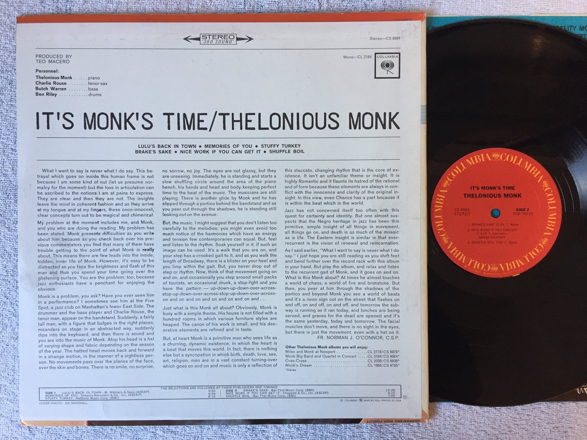 Omslagsbild för skivan THELONIOUS MONK it’s Monk time LP re US COLUMBIA CS 8984