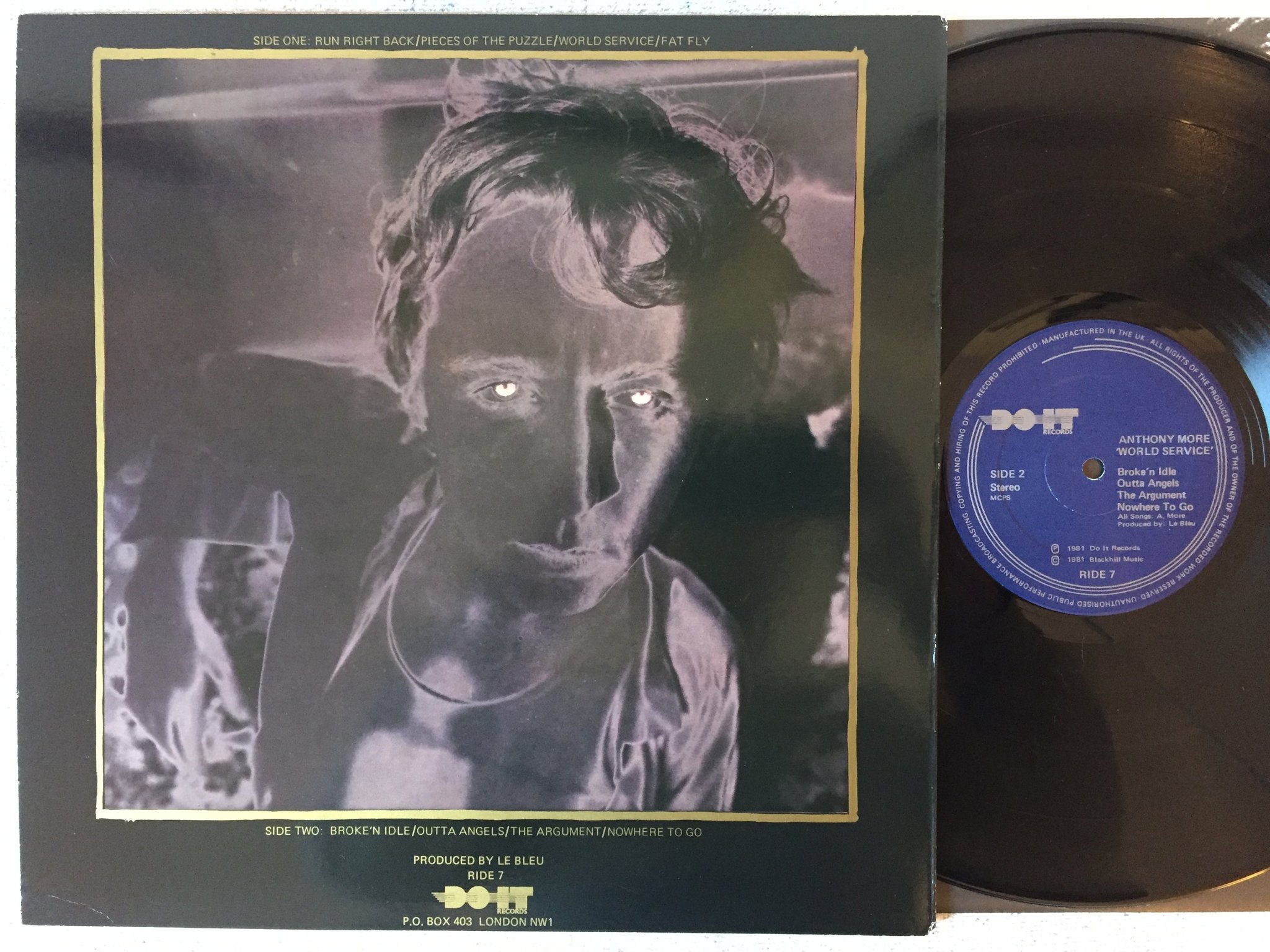 Omslagsbild för skivan ANTHONY MORE world service LP -81 UK DO IT RIDE 7