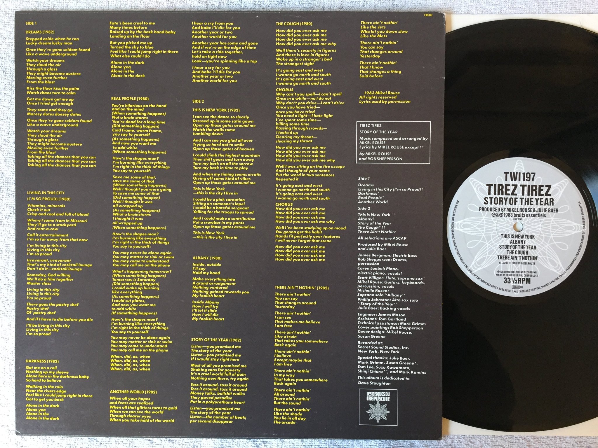 Omslagsbild för skivan TIREZ TIREZ Story Of The Year LP -83 Belgium Les Disques Du Crépuscule – TWI 197