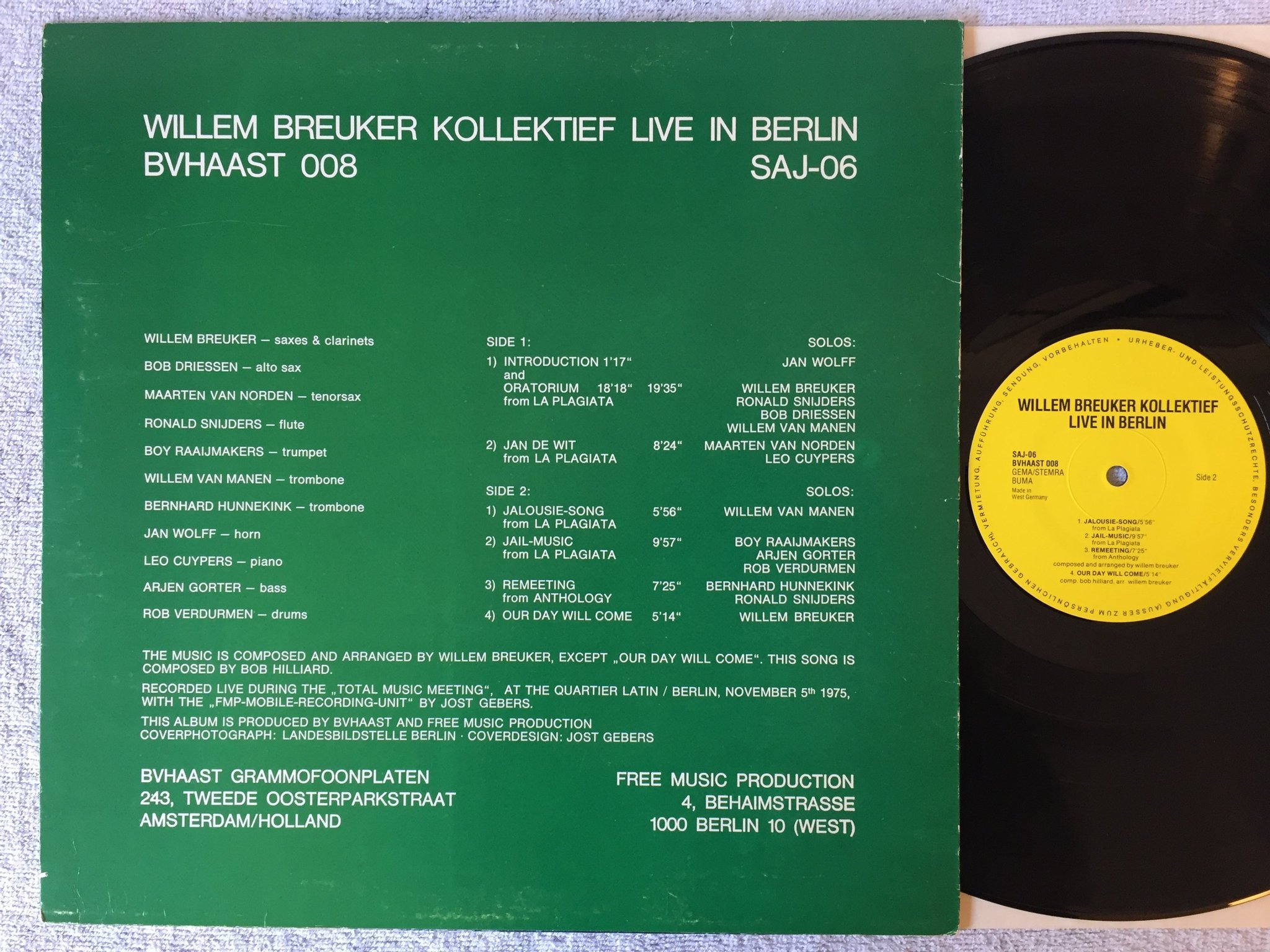 Omslagsbild för skivan WILLEM BREUKER KOLLEKTIEF live in Berlin LP -81 Ger FMP SAJ-06