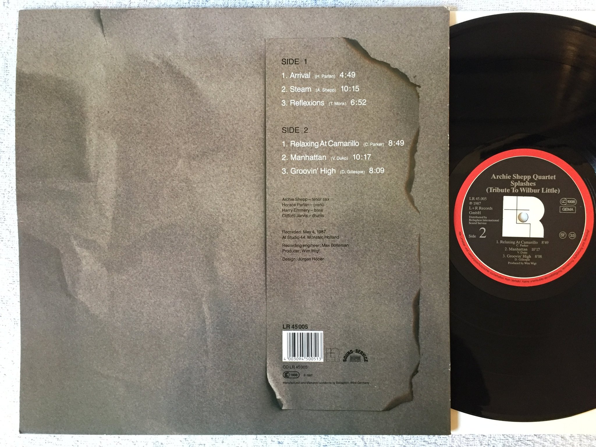 Omslagsbild för skivan ARCHIE SHEPP QUARTET splashes LP -87 Ger L+R LR 45 005