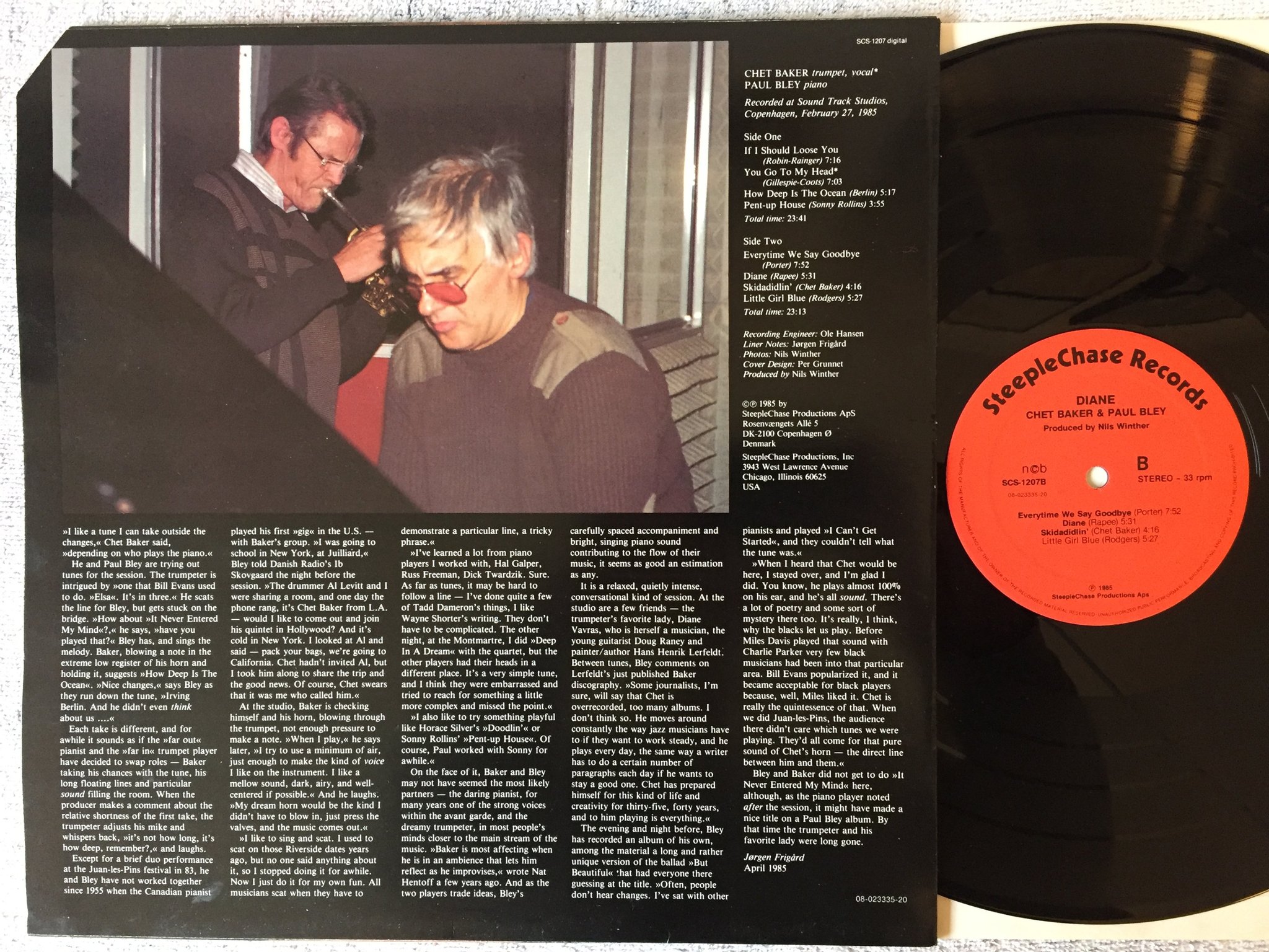Omslagsbild för skivan CHET BAKER & PAUL BLEY Diane LP -85 Den STEEPLECHASE SCS-1207