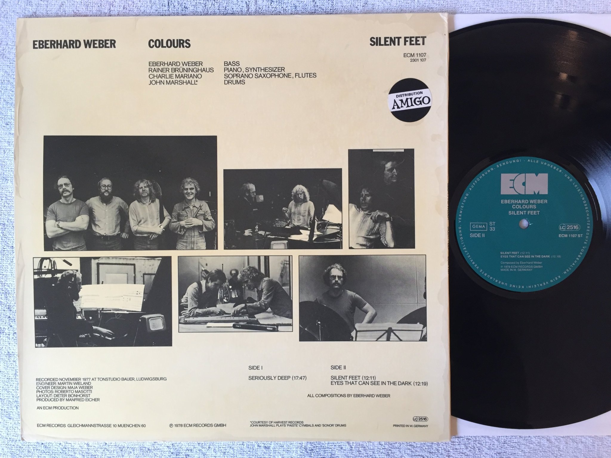 Omslagsbild för skivan EBERHARD WEBER COLOURS silent feet LP -78 Ger ECM 1107 