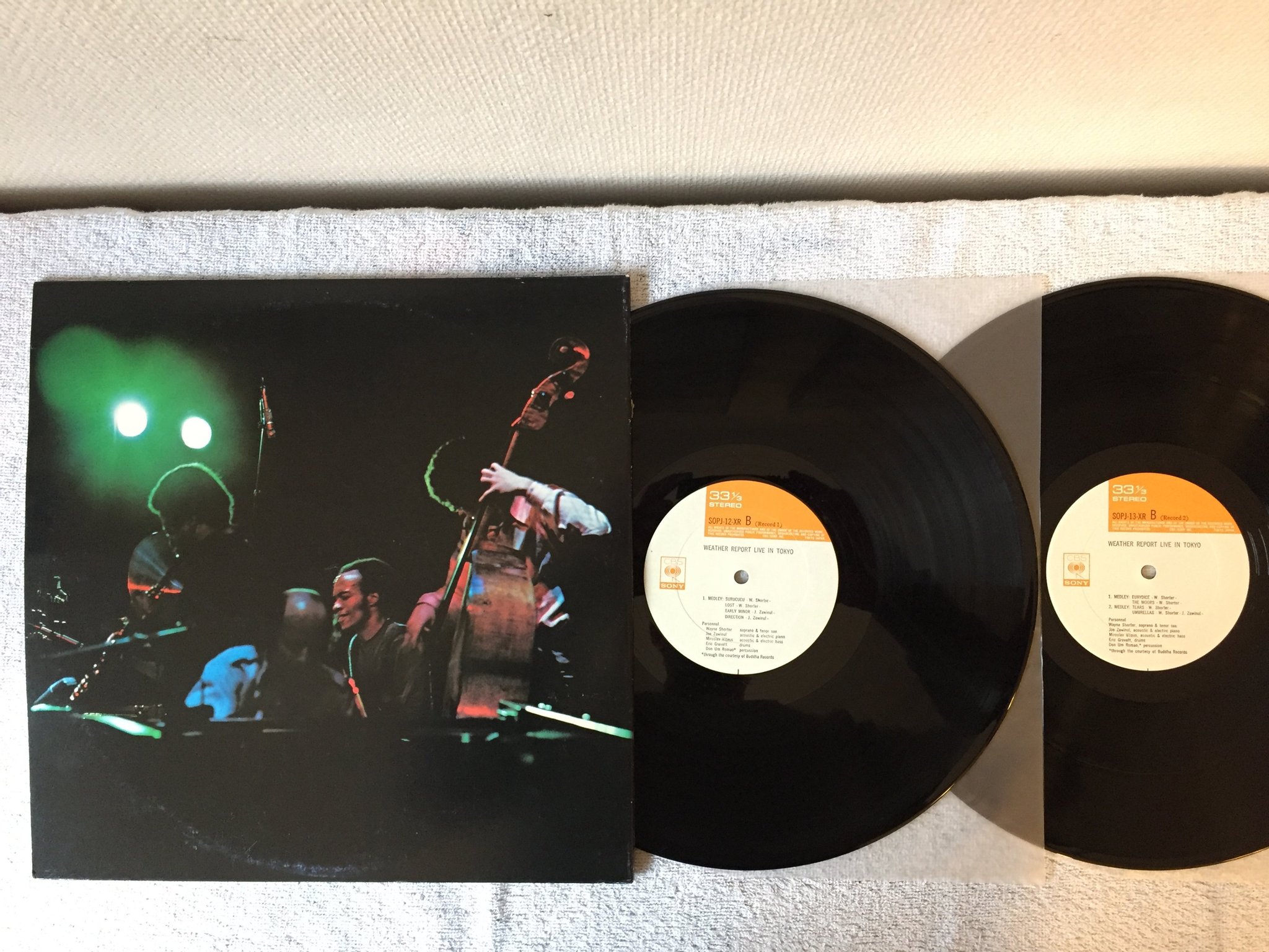 Omslagsbild för skivan WEATHER REPORT live in Tokyo 2xLP -72 Japan CBS/SONY SOPJ 12~13-XR