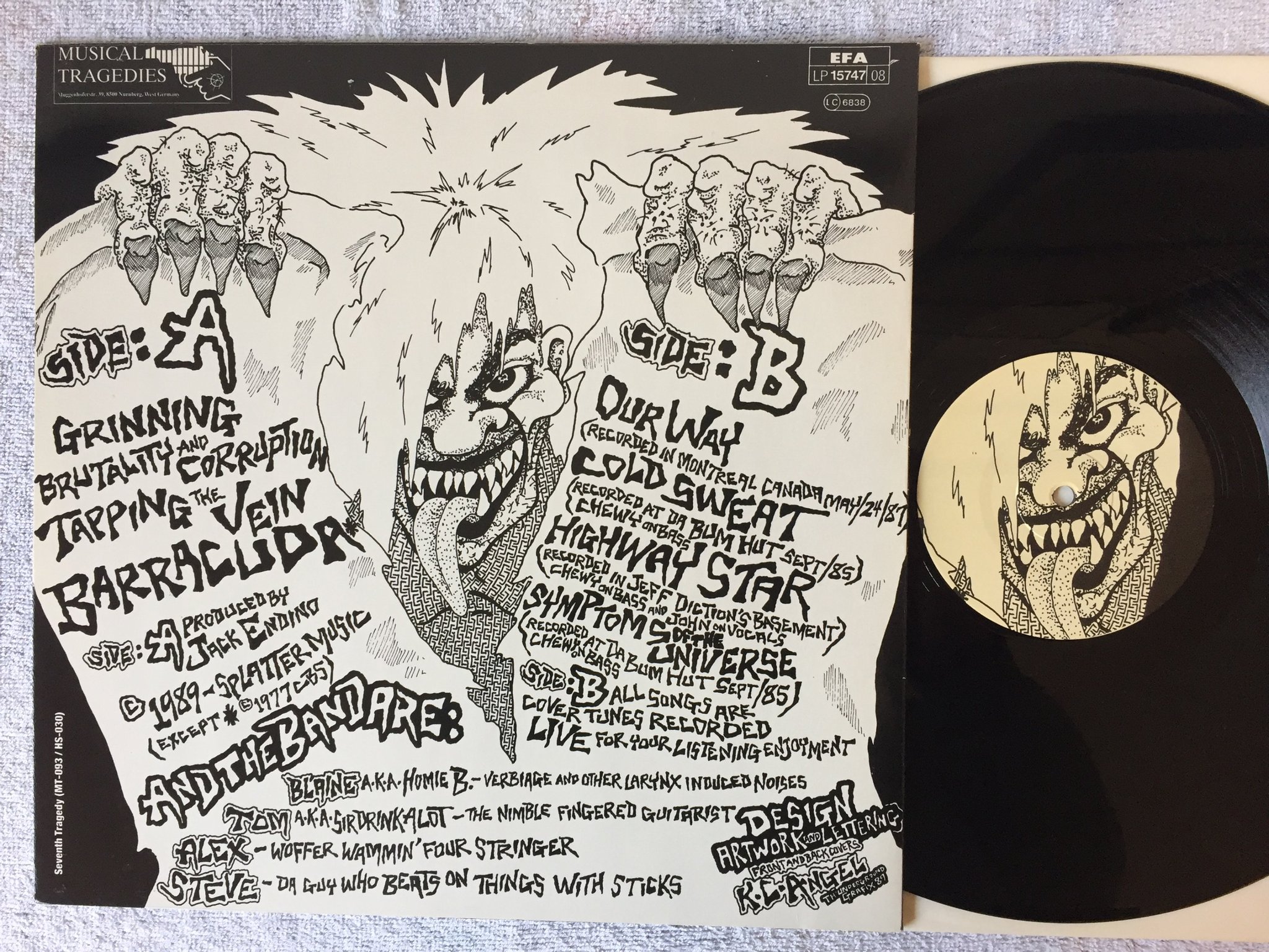 Omslagsbild för skivan THE ACCÜSED  Hymns For The Deranged LP -89 Ger MUSICAL TRAGEDIES MT-093/HS 030