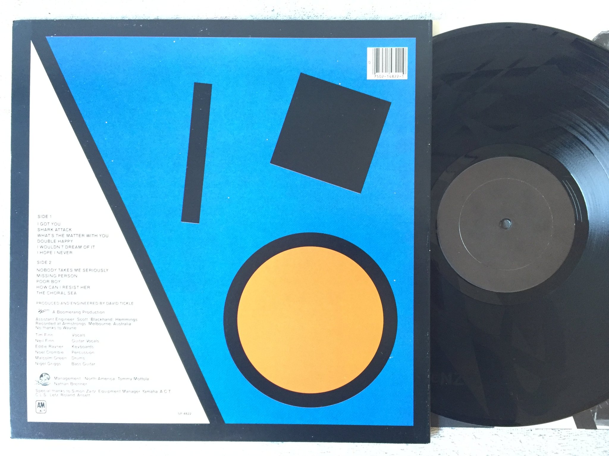 Omslagsbild för skivan SPLIT ENZ true colours LP -80 US A&M SP-4822 holographic etched vinyl