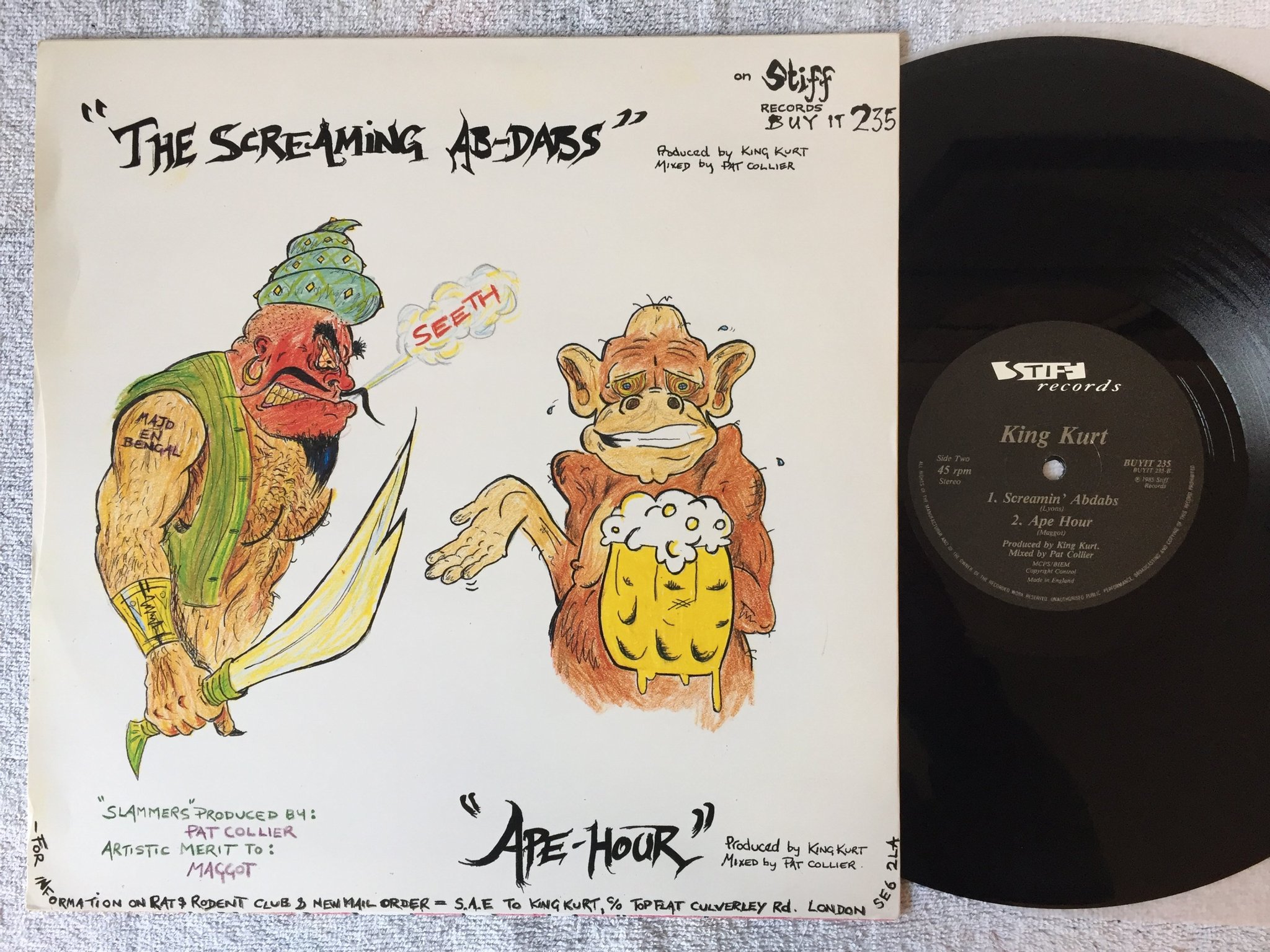 Omslagsbild för skivan KING KURT slammers! 12"single -85 UK STIFF BUYIT 235