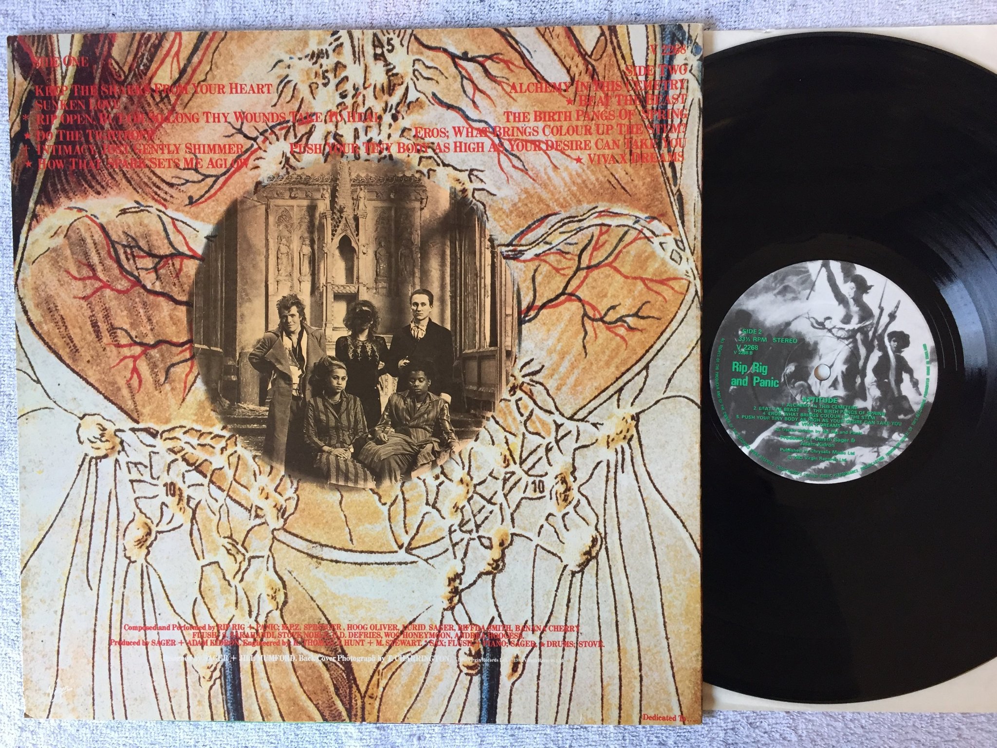Omslagsbild för skivan RIP RIG + PANIC Attitude LP -83 UK VIRGIN V 2268
