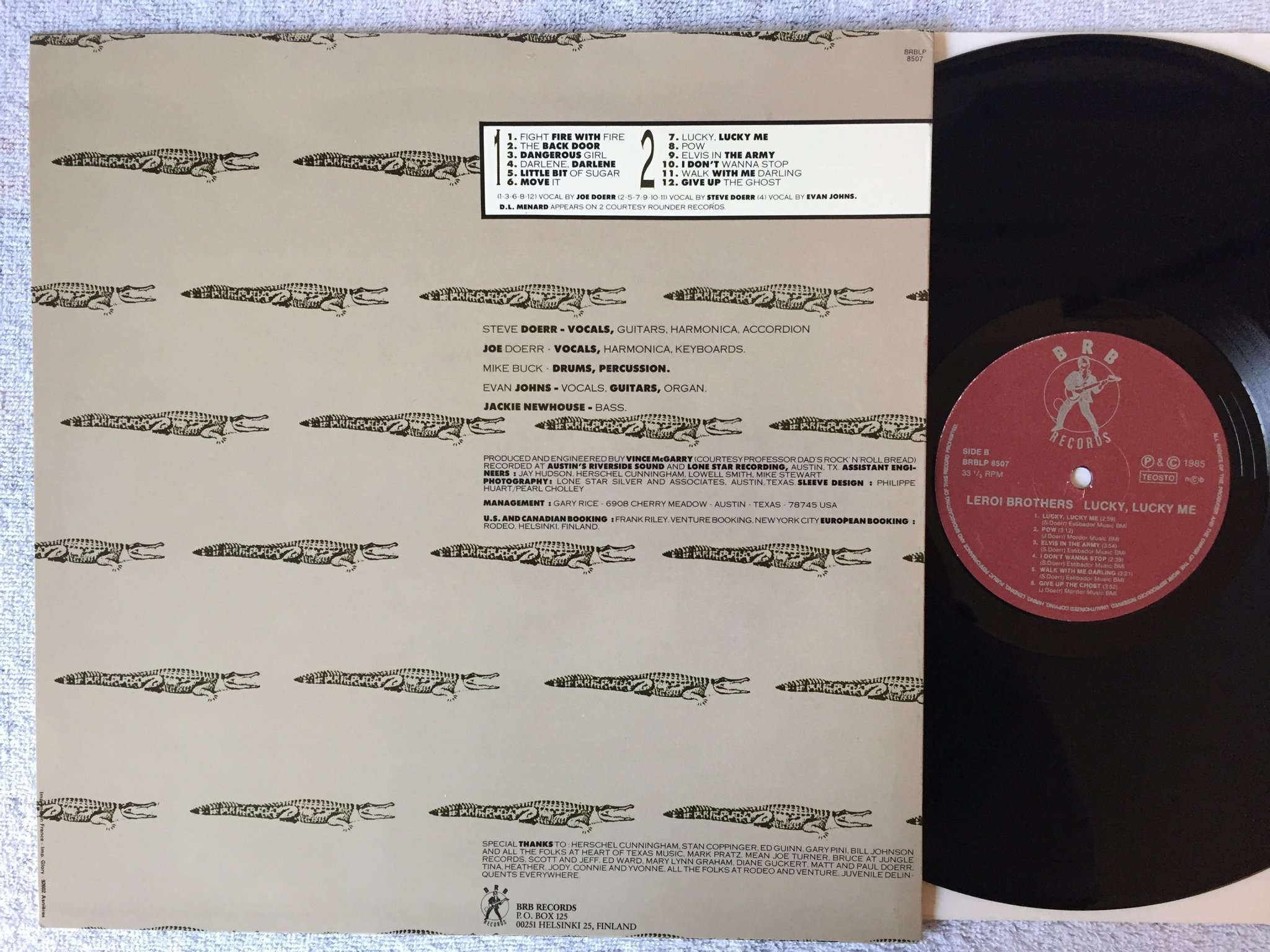 Omslagsbild för skivan THE LEROI BROTHERS Lucky Lucky Me LP -85 Fin BRBLP 8507 rockabilly 