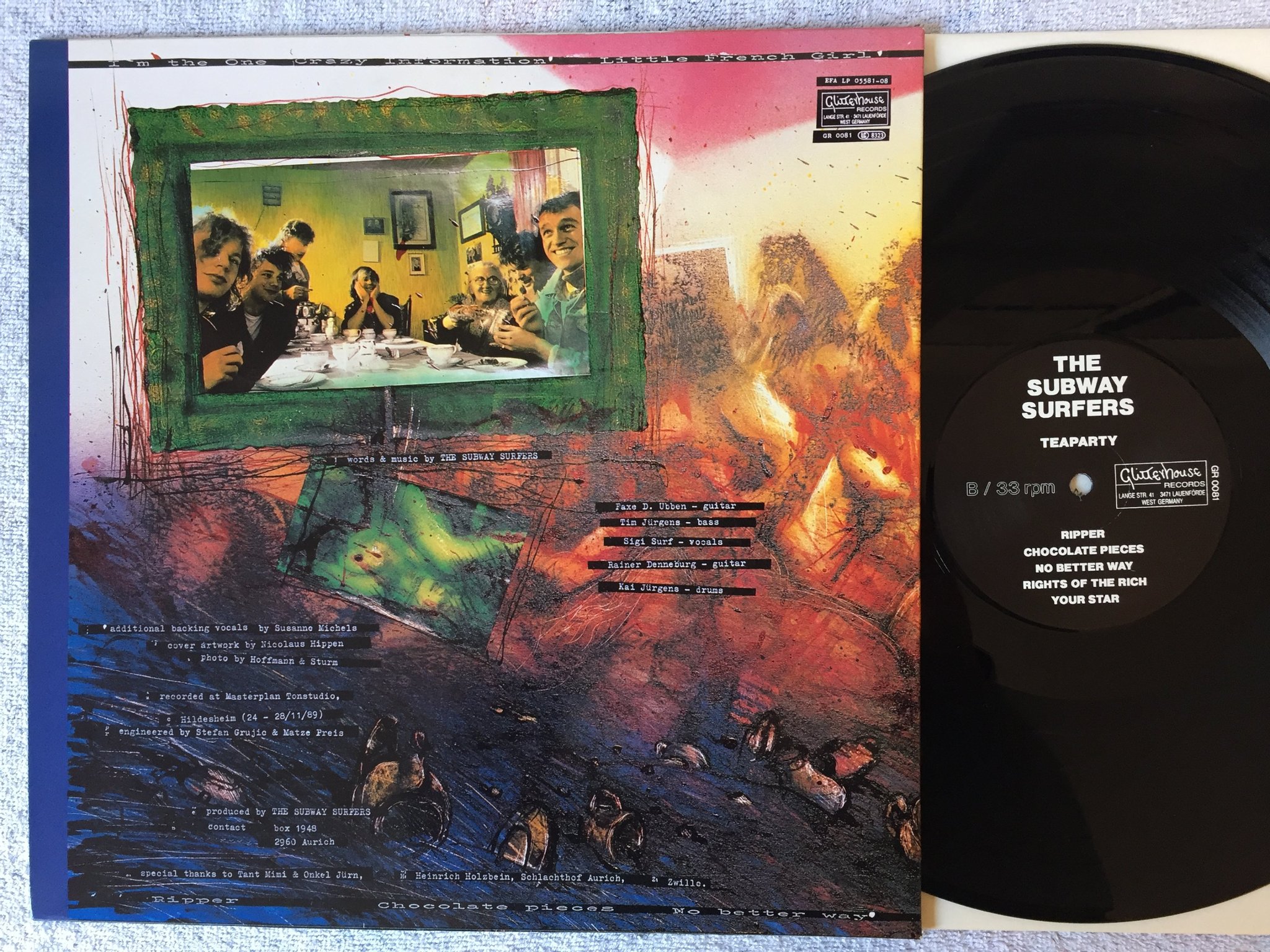 Omslagsbild för skivan THE SUBWAY SURFERS teaparty LP -90 Ger GLITTERHOUSE GR0081 