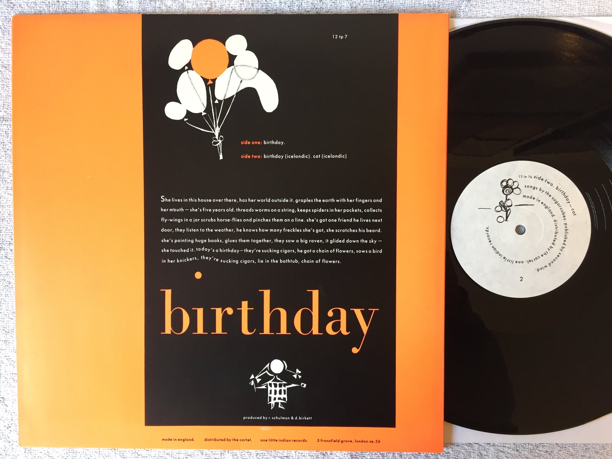 Omslagsbild för skivan THE SUGARCUBES Birthday 12"single -87 UU ONE LITTLE INDIAN 12 tp 7