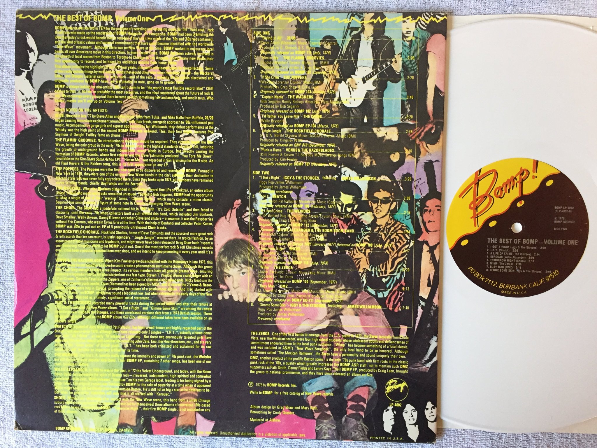 Omslagsbild för skivan V/A the best of bomp LP -78 US BOMP LP-4002 white vinyl 