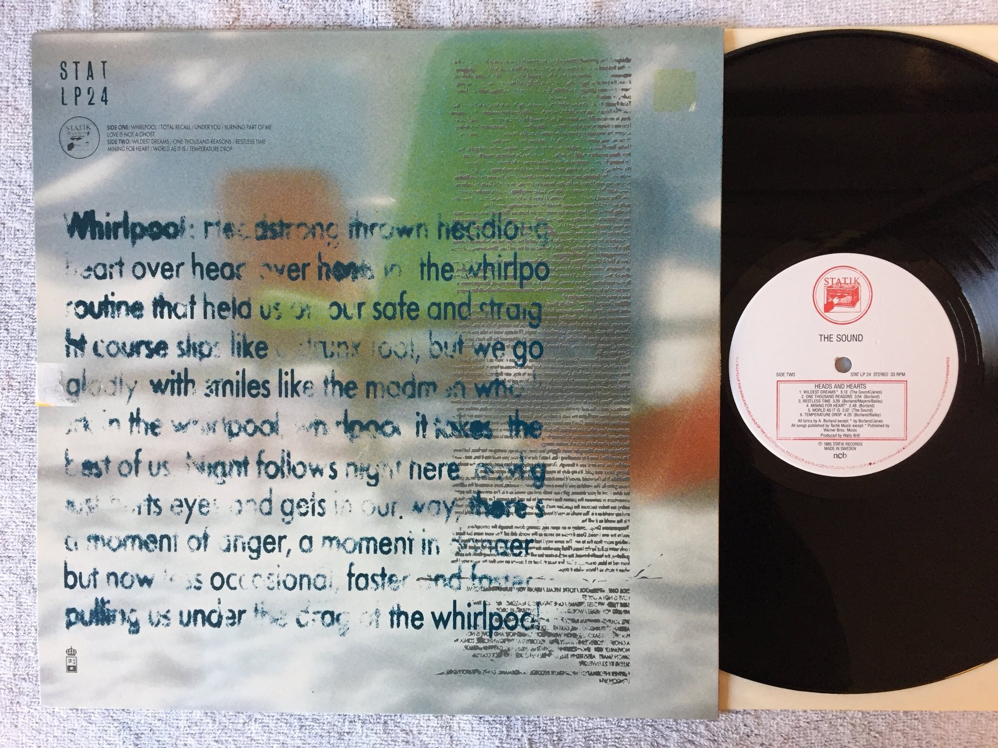 Omslagsbild för skivan THE SOUND heads and hearts LP -85 Swe STATIK STAT LP 24