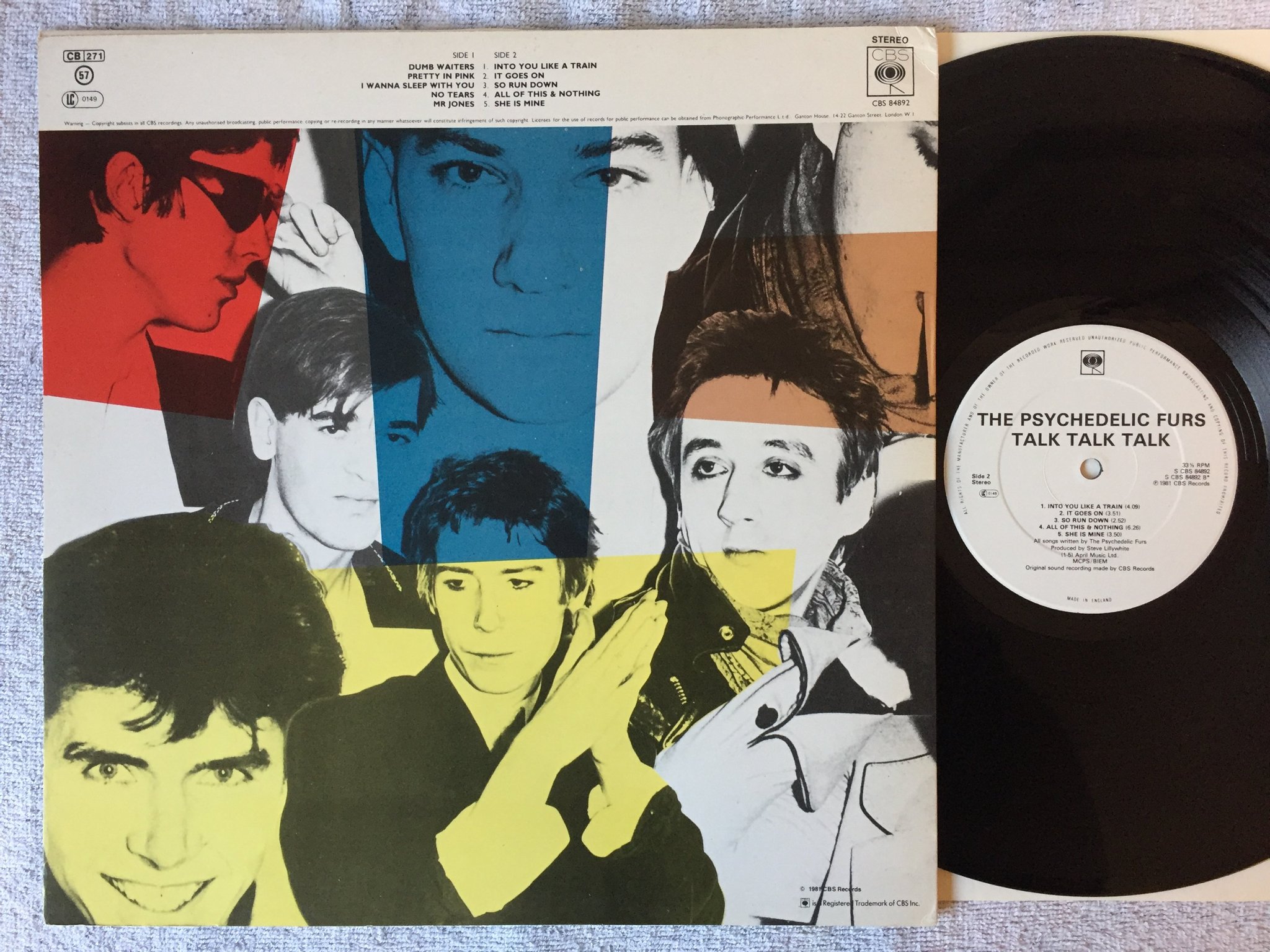 Omslagsbild för skivan THE PSYCHEDELIC FURS talk talk talk LP -81 UK CBS 84892 poster Ltd Ed