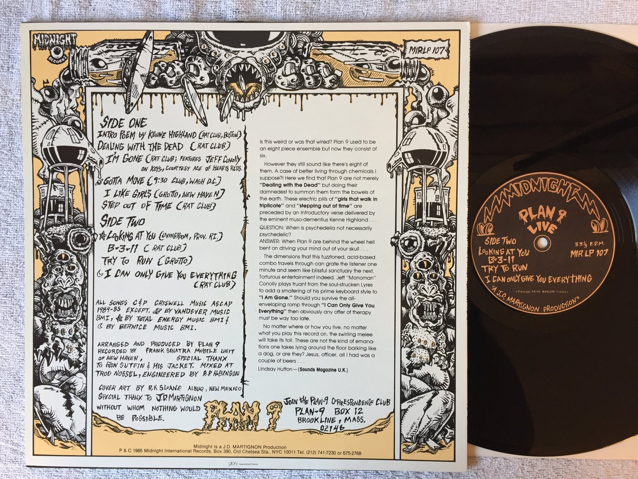 Omslagsbild för skivan PLAN 9 live I've Just Killed A Man LP -85 Fra MIDNIGHT MIRLP 107