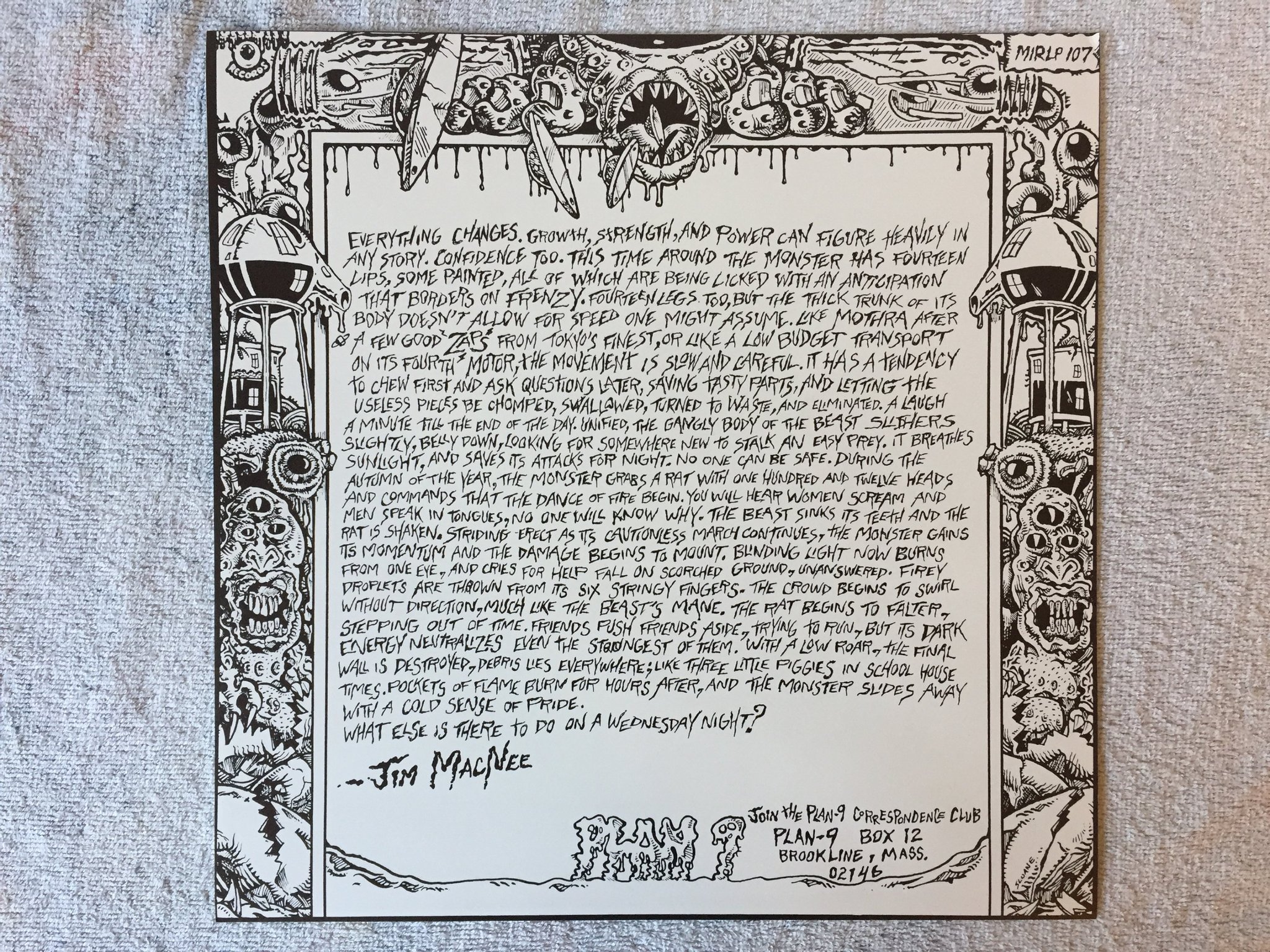 Omslagsbild för skivan PLAN 9 live I've Just Killed A Man LP -85 Fra MIDNIGHT MIRLP 107