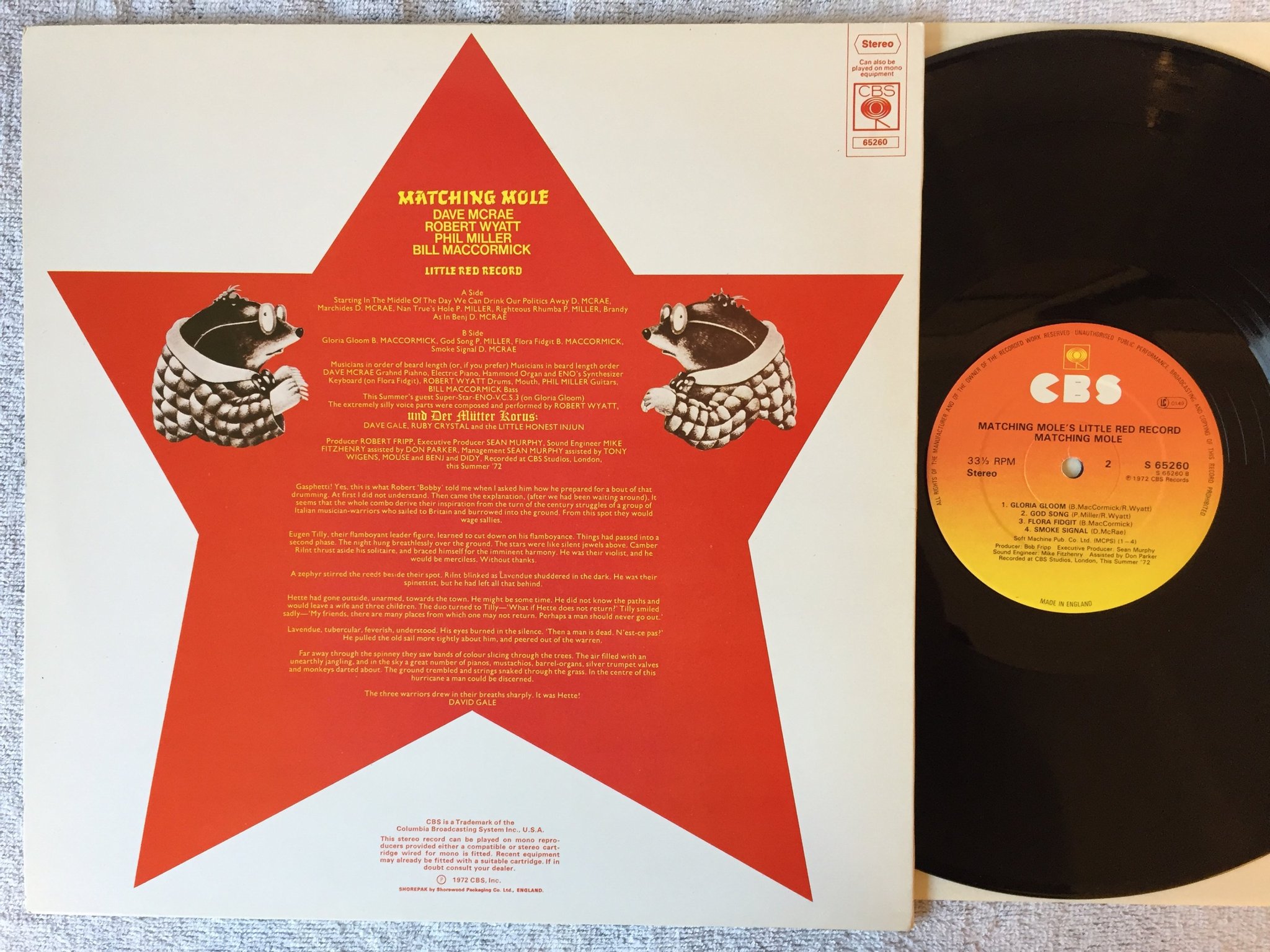 Omslagsbild för skivan MATCHING MOLE 's little red record LP re UK CBS S 65260 