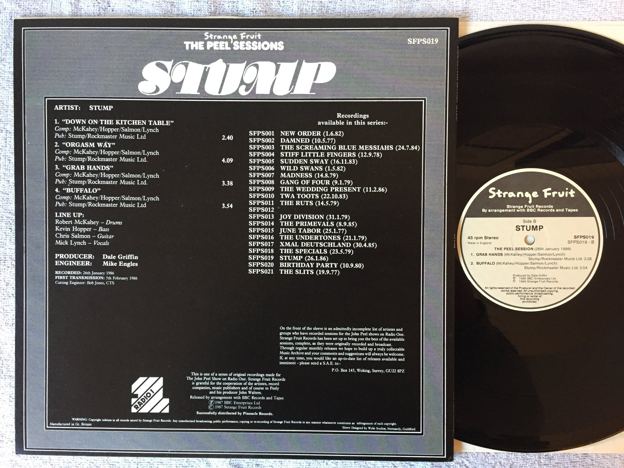 Omslagsbild för skivan STUMP The Peel Sessions 12"ep -87 UK STRANGE FRUIT SFPS019