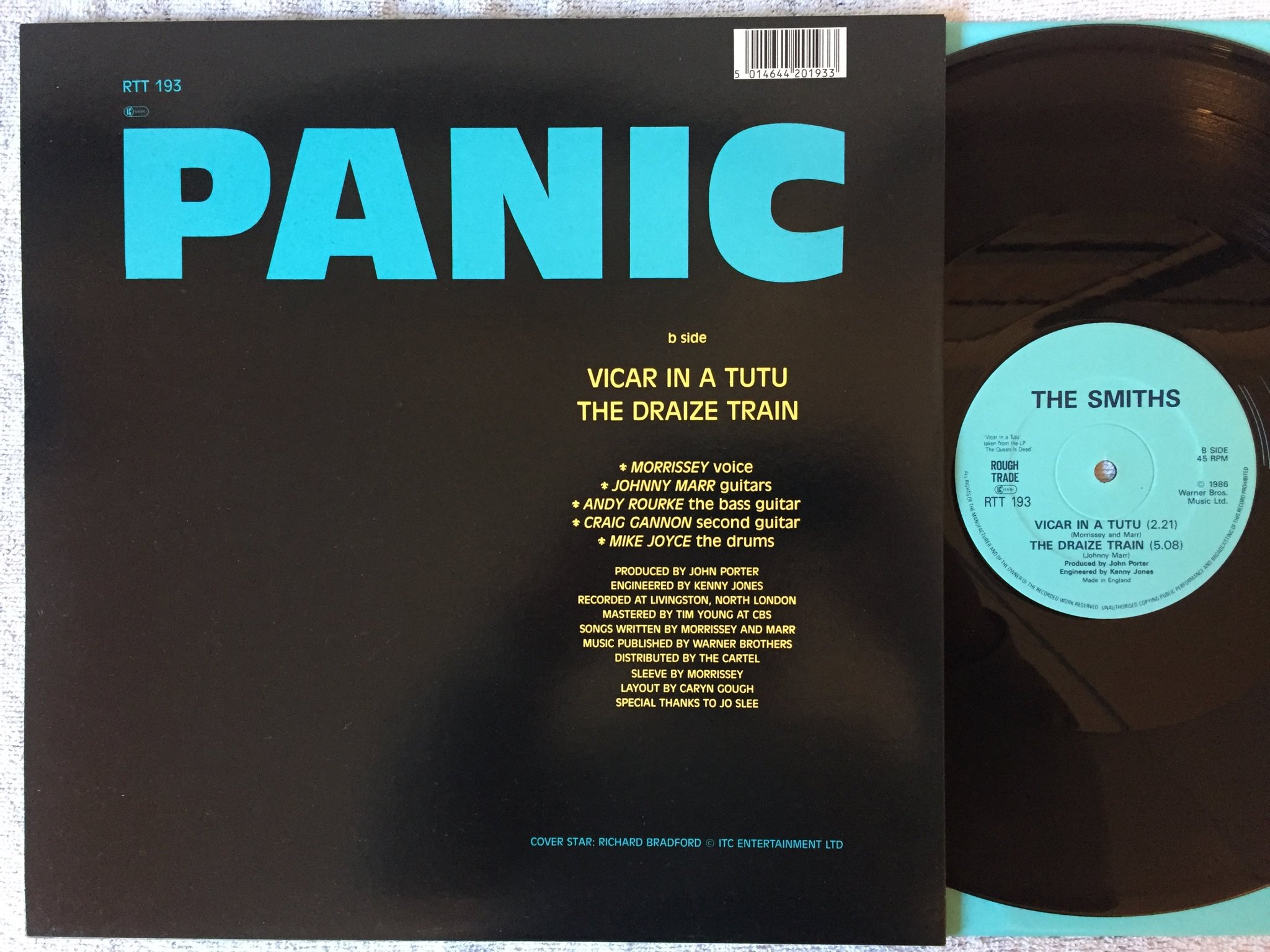 Omslagsbild för skivan THE SMITHS Panic 12"single -86 UK ROUGH TRADE ROUGH 193 + stickers