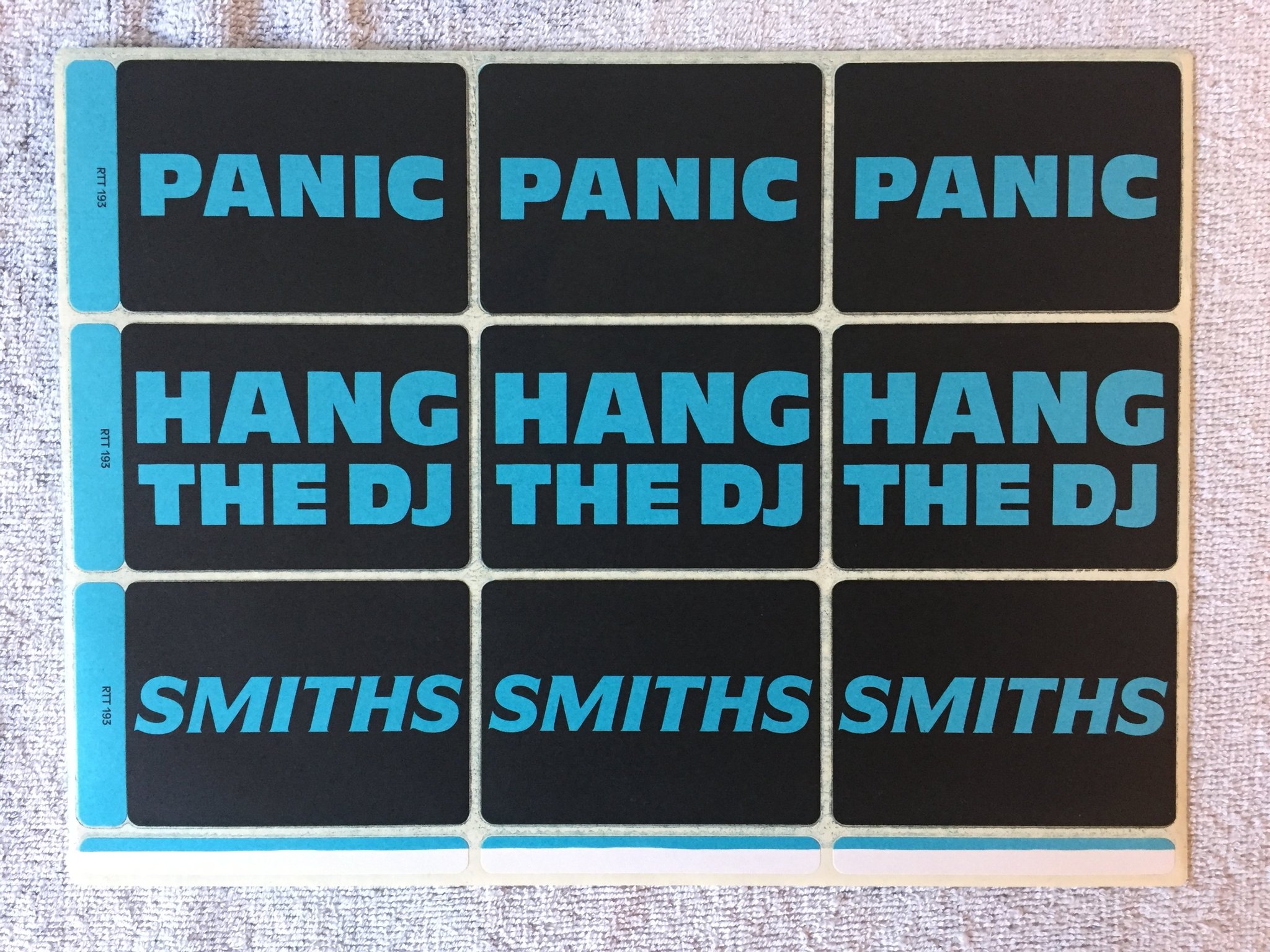 Omslagsbild för skivan THE SMITHS Panic 12"single -86 UK ROUGH TRADE ROUGH 193 + stickers