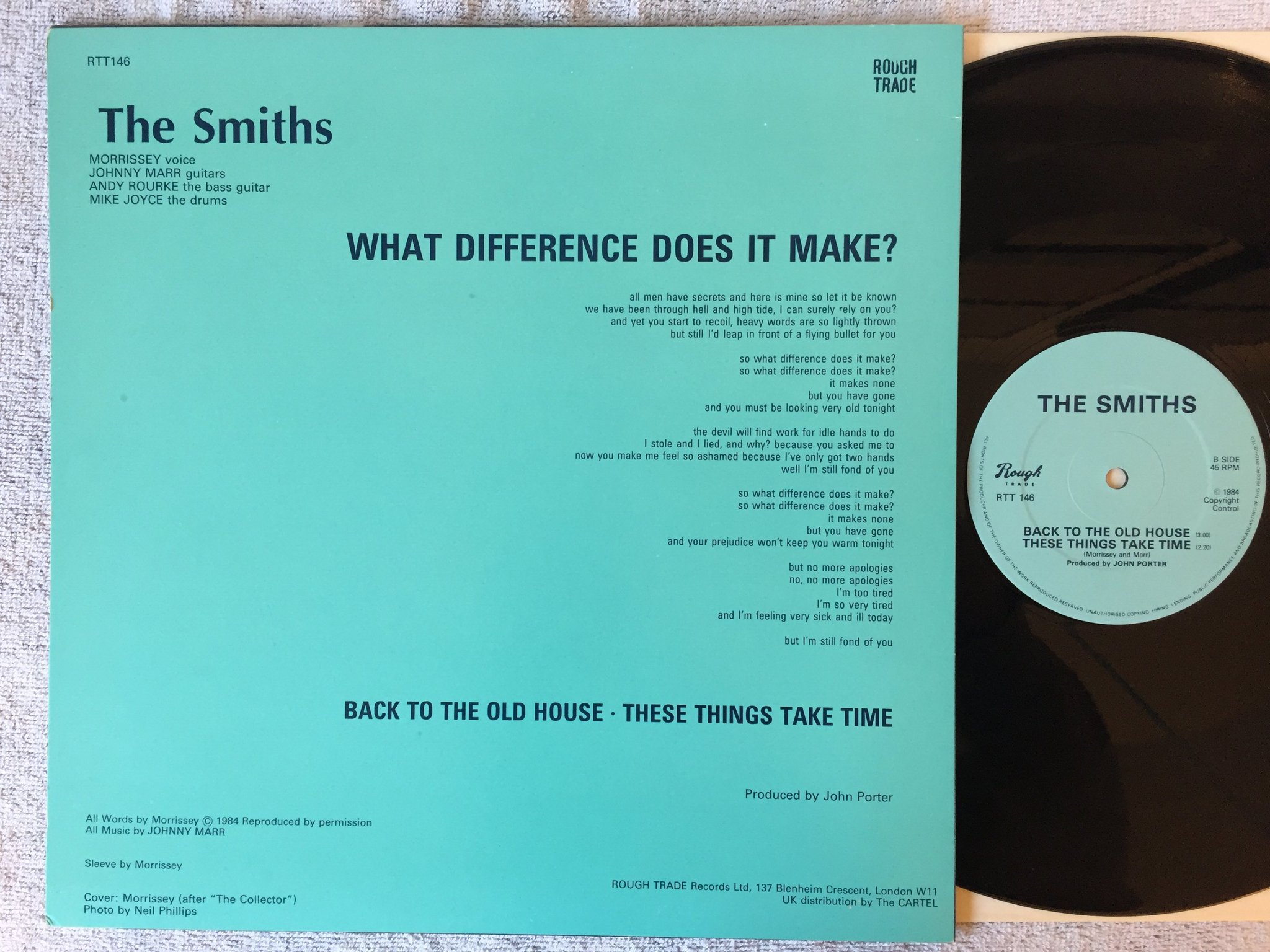 Omslagsbild för skivan THE SMITHS What Difference Does It Make? 12"single -84 ROUGH TRADE RTT 146