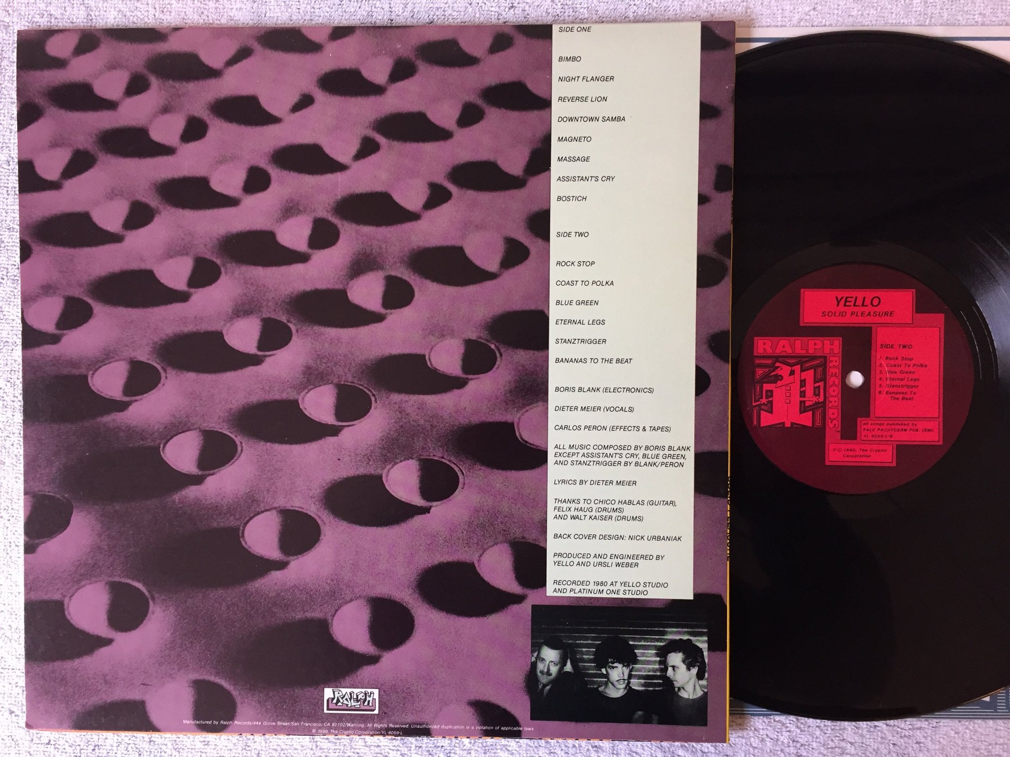 Omslagsbild för skivan YELLO solid pleasure  LP -80 US ralph YL 8059-L SYNTH