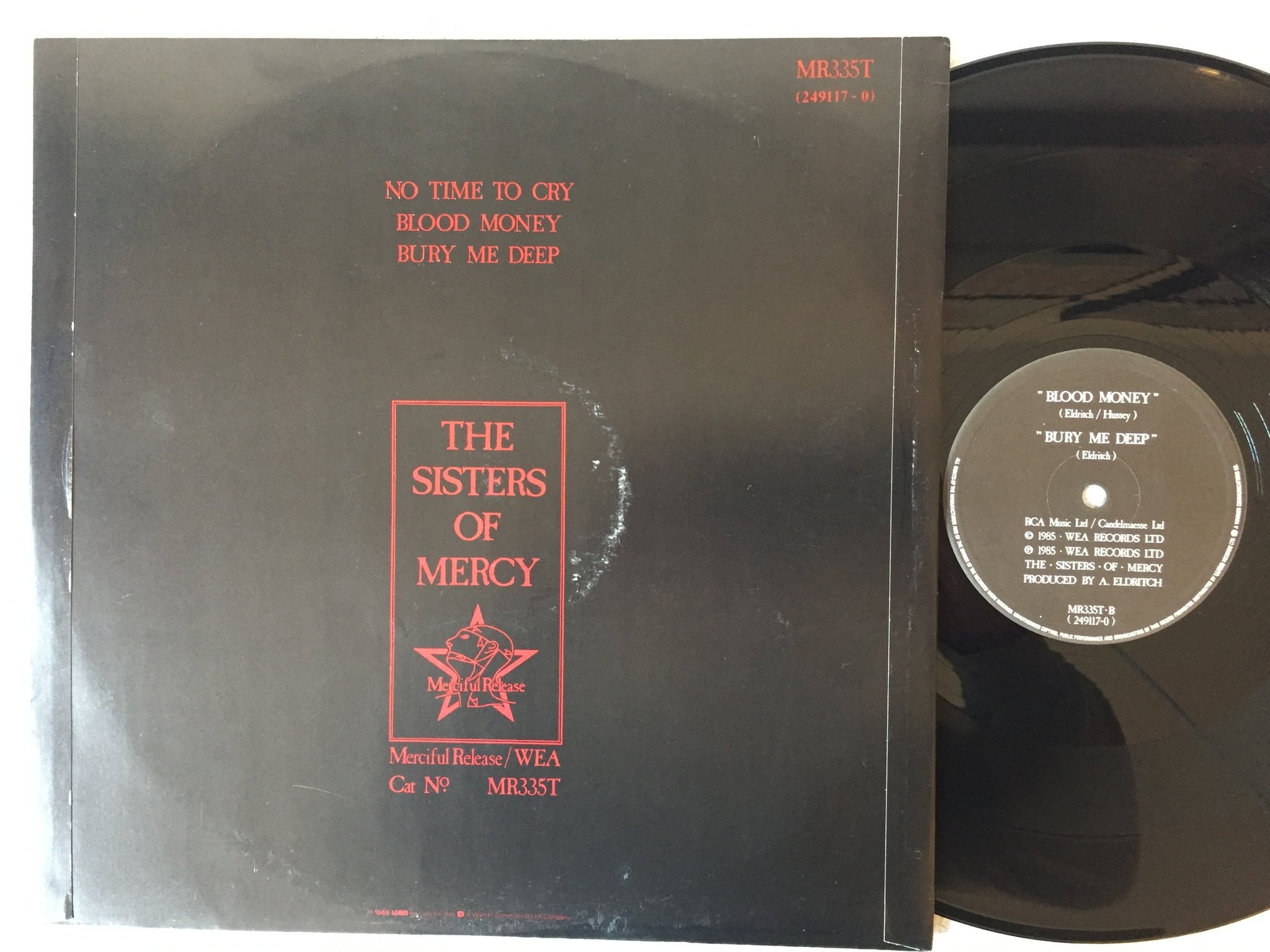 Omslagsbild för skivan THE SISTERS OF MERCY No Time To Cry 12"  -85 UK MERCIFUL RELEASE MR335T