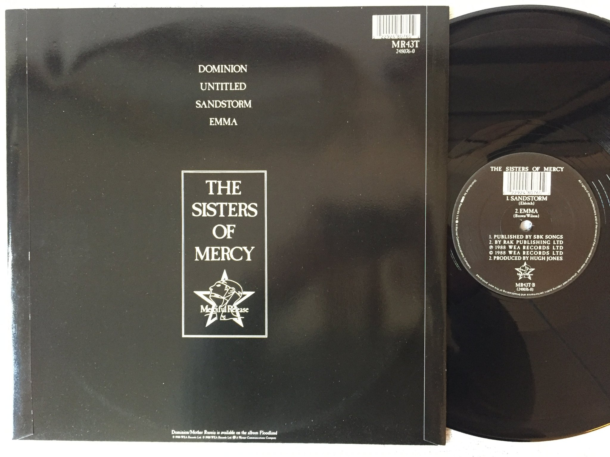 Omslagsbild för skivan THE SISTERS OF MERCY dominion 12" -88 WEA 248076-0