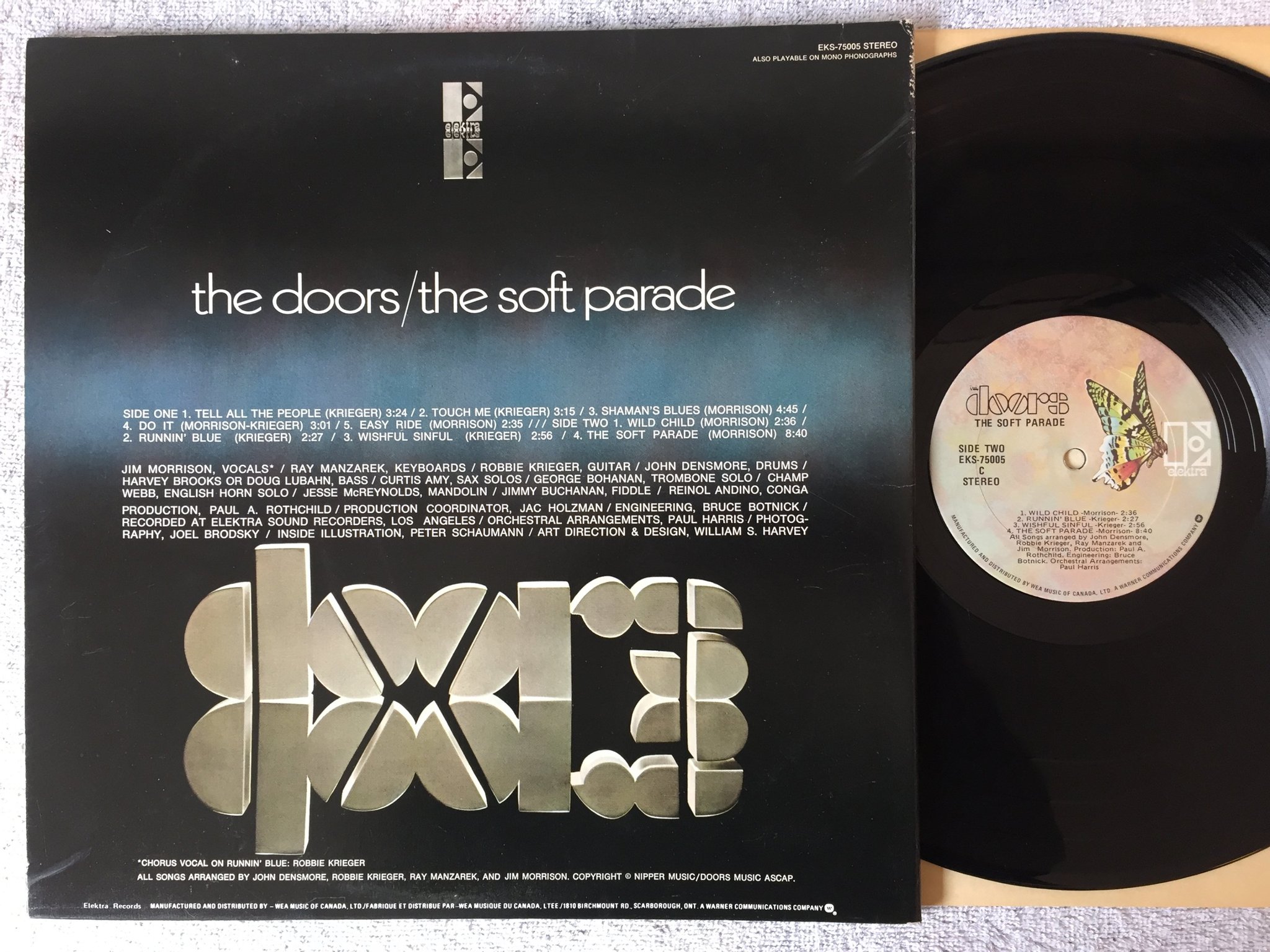 Omslagsbild för skivan ?THE DOORS the soft parade LP  Can  ELEKTRA EKS 75005