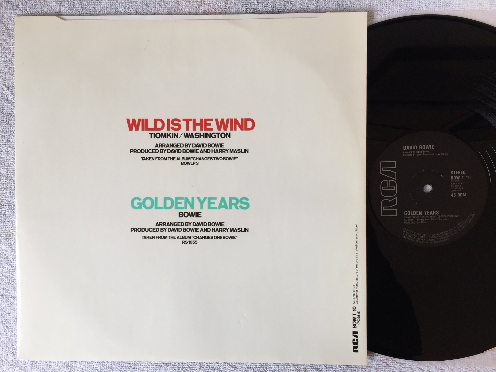 Omslagsbild för skivan DAVID BOWIE Wild Is The Wind 12"single -81 UK RCA BOW T 1